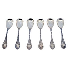 Set of six silver teaspoons with raised handles