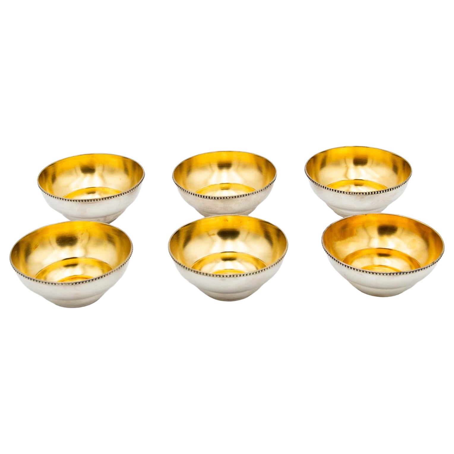Set of six silver washbasins