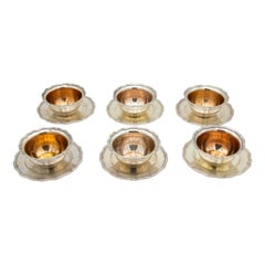 Set of six silver washbasins with dishes