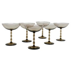 Set of Six Simon Gate Glasses Crystal Sandvik Orrefors Sweden 1930s