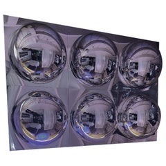 Set of Six Sixties Chrome Bubble Mirrors, Convex Acrylic Wall Decor