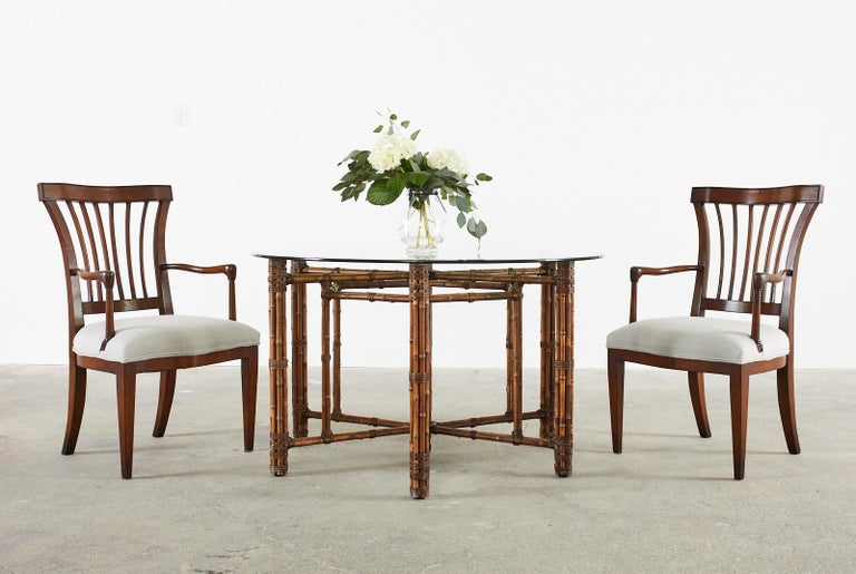Set of Six Slat Back Dining Armchairs by John Hall Design For Sale at