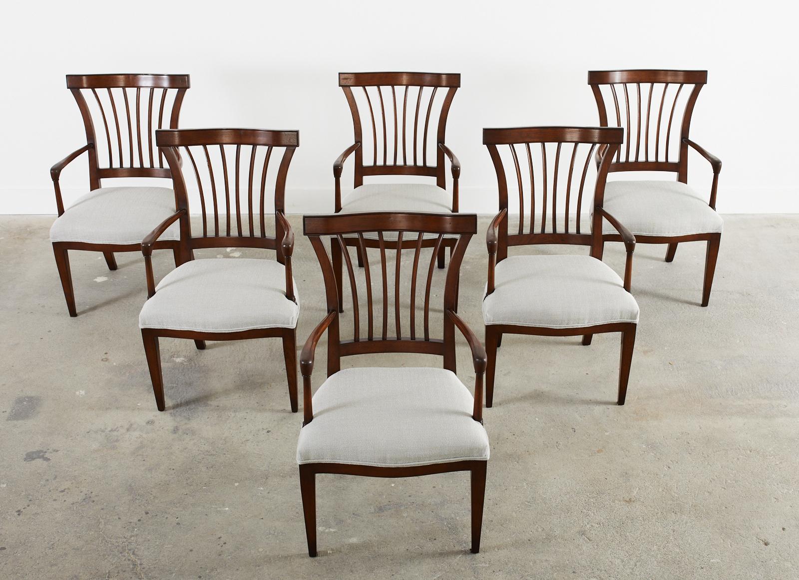 American Set of Six Slat Back Dining Armchairs by John Hall Design For Sale