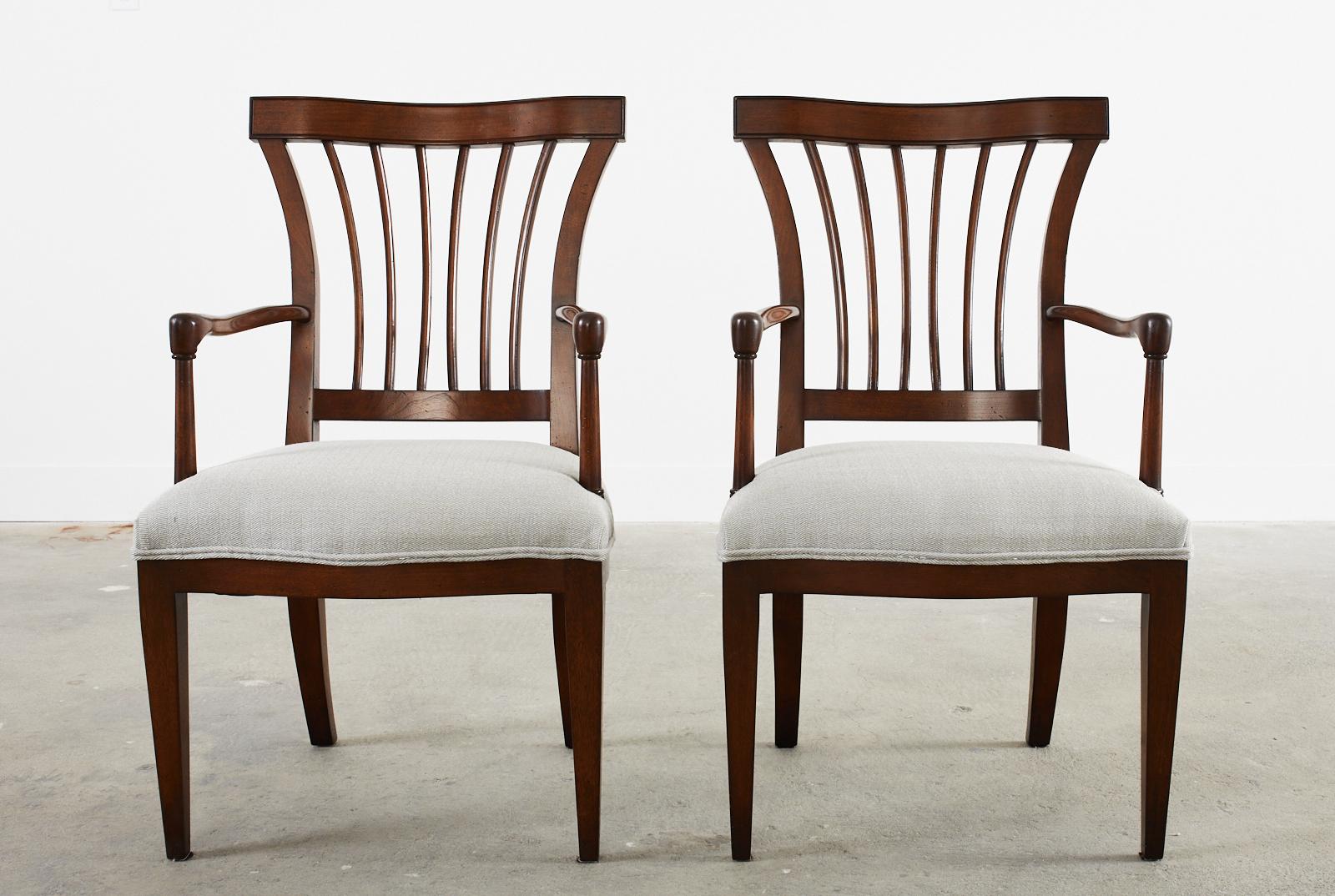 Hand-Crafted Set of Six Slat Back Dining Armchairs by John Hall Design For Sale