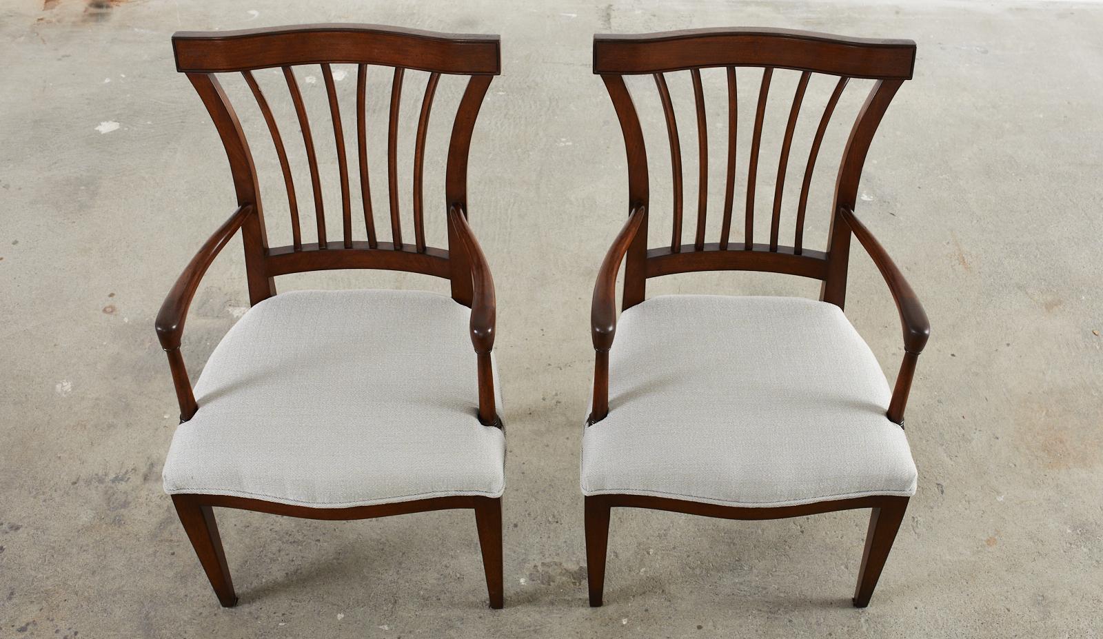 Set of Six Slat Back Dining Armchairs by John Hall Design In Good Condition For Sale In Rio Vista, CA