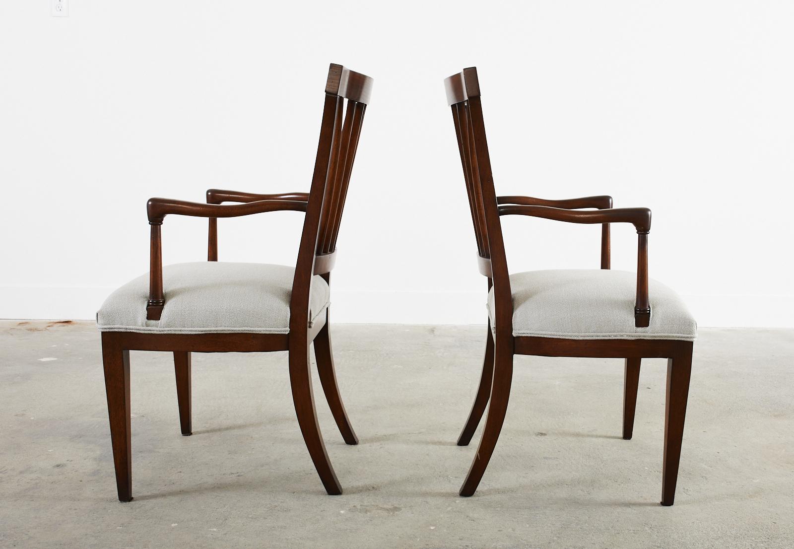 Set of Six Slat Back Dining Armchairs by John Hall Design For Sale 1