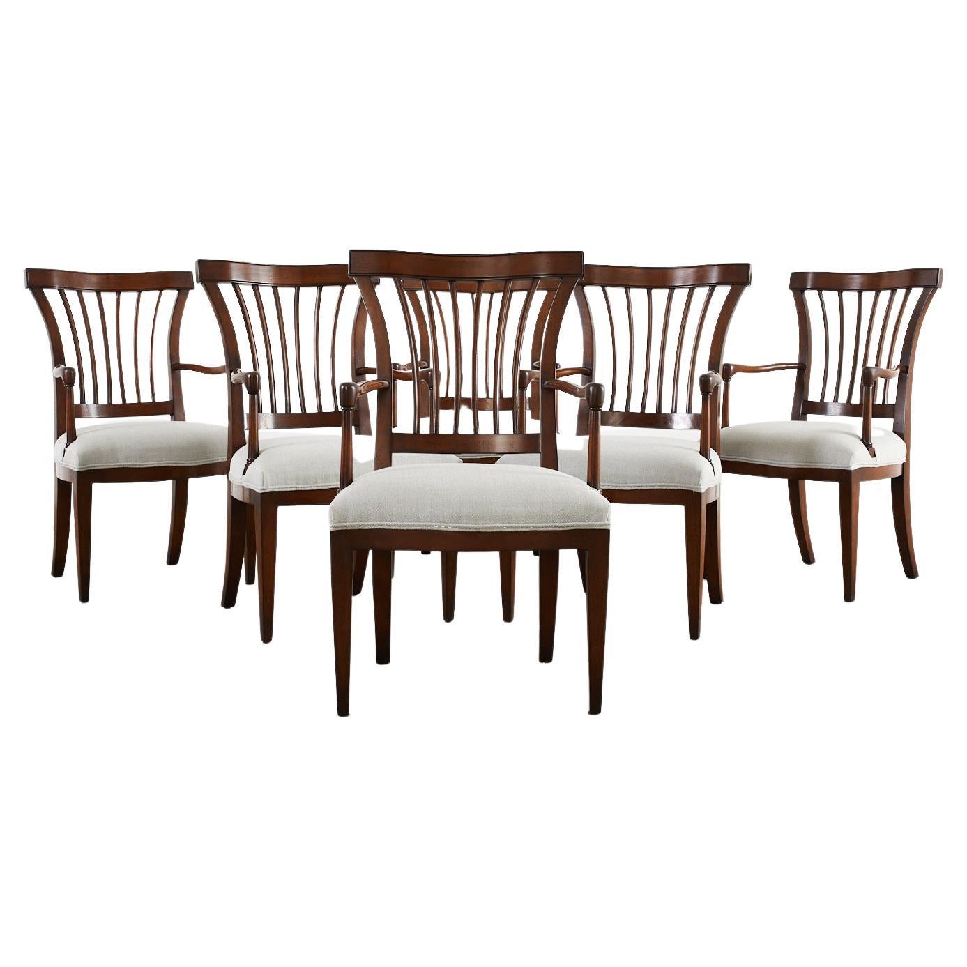 Set of Six Slat Back Dining Armchairs by John Hall Design For Sale