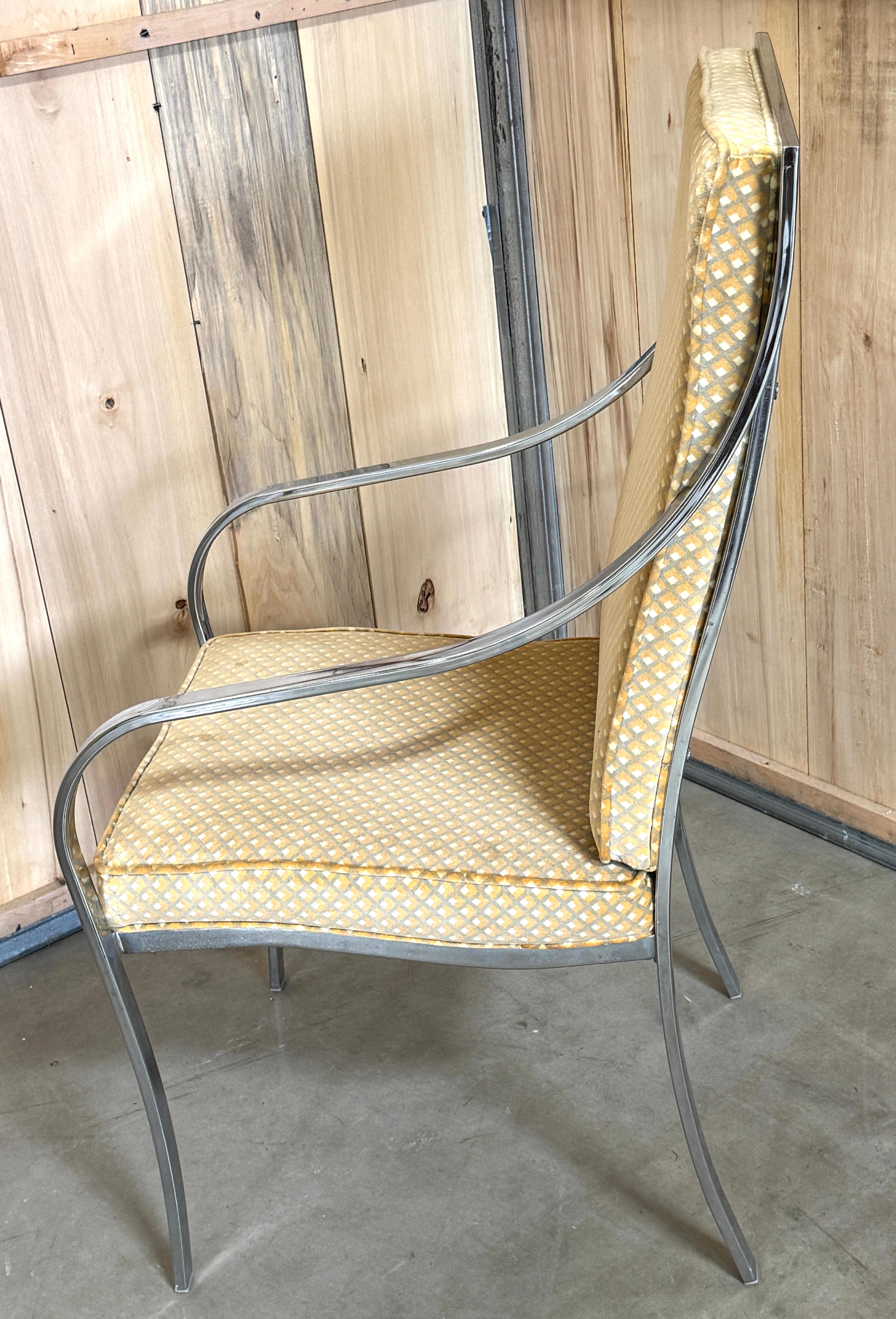 Ensemble de six cadres de fauteuils élégants en chrome poli des années 1970, style Milo Baughman en vente 2