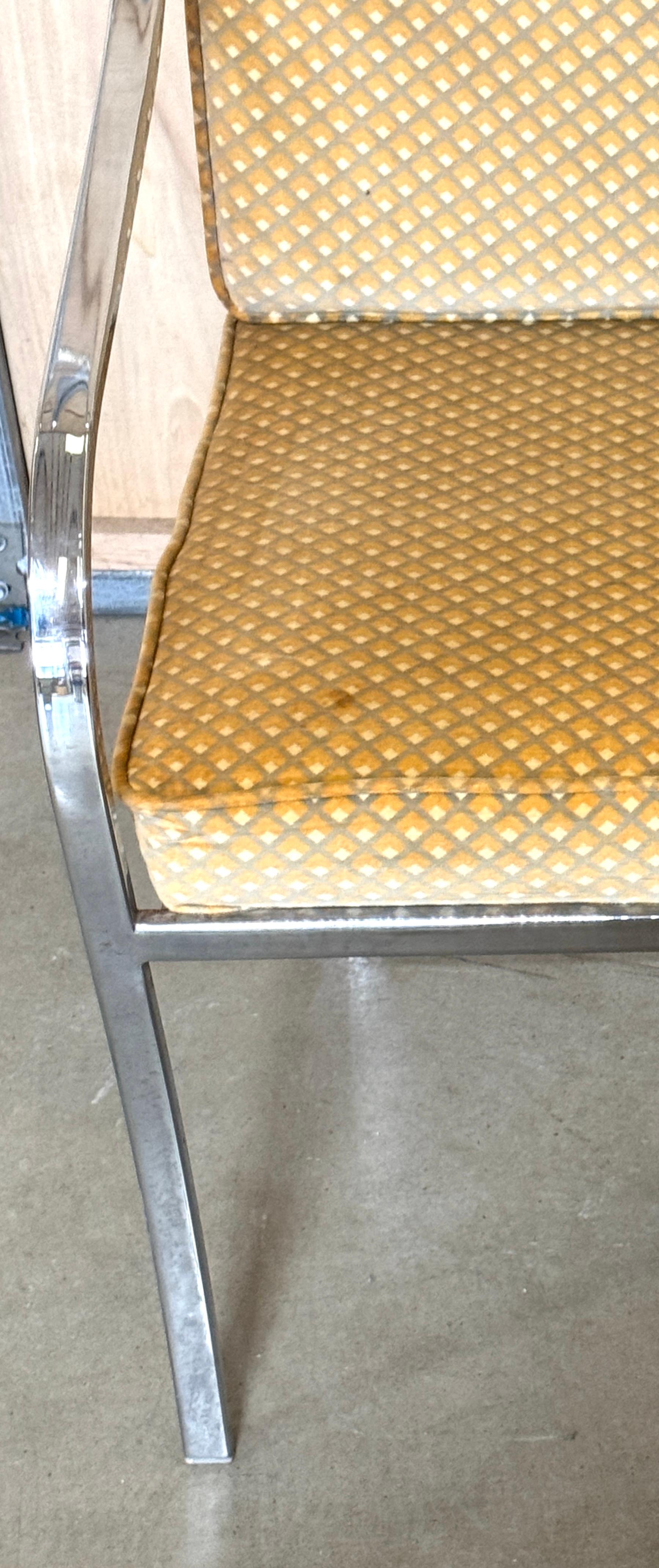 20ième siècle Ensemble de six cadres de fauteuils élégants en chrome poli des années 1970, style Milo Baughman en vente