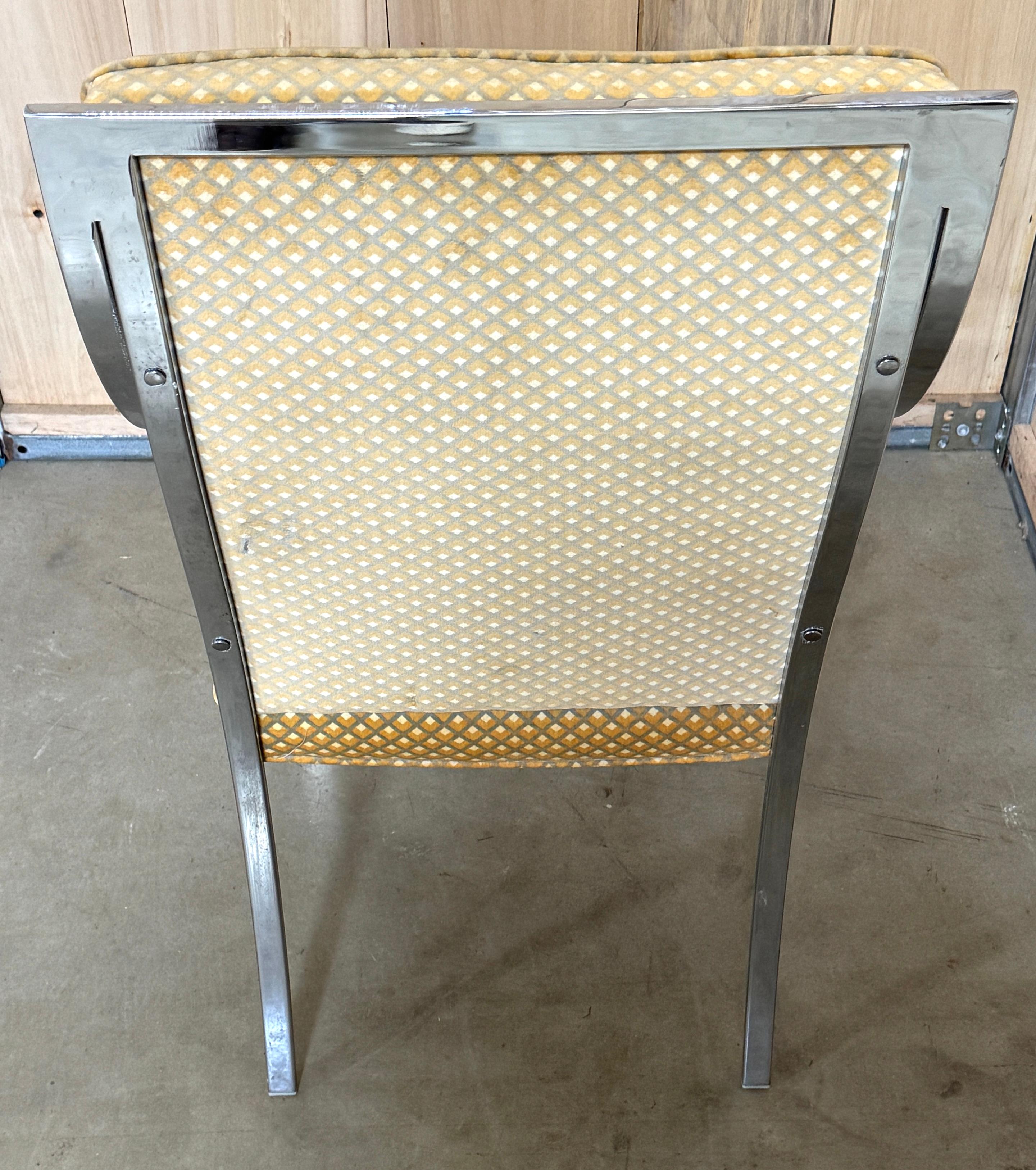Ensemble de six cadres de fauteuils élégants en chrome poli des années 1970, style Milo Baughman en vente 1