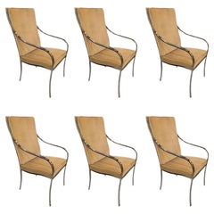 Set of Six Sleek 1970s Polished Chrome Arm Chair Frames, Style of Milo Baughman