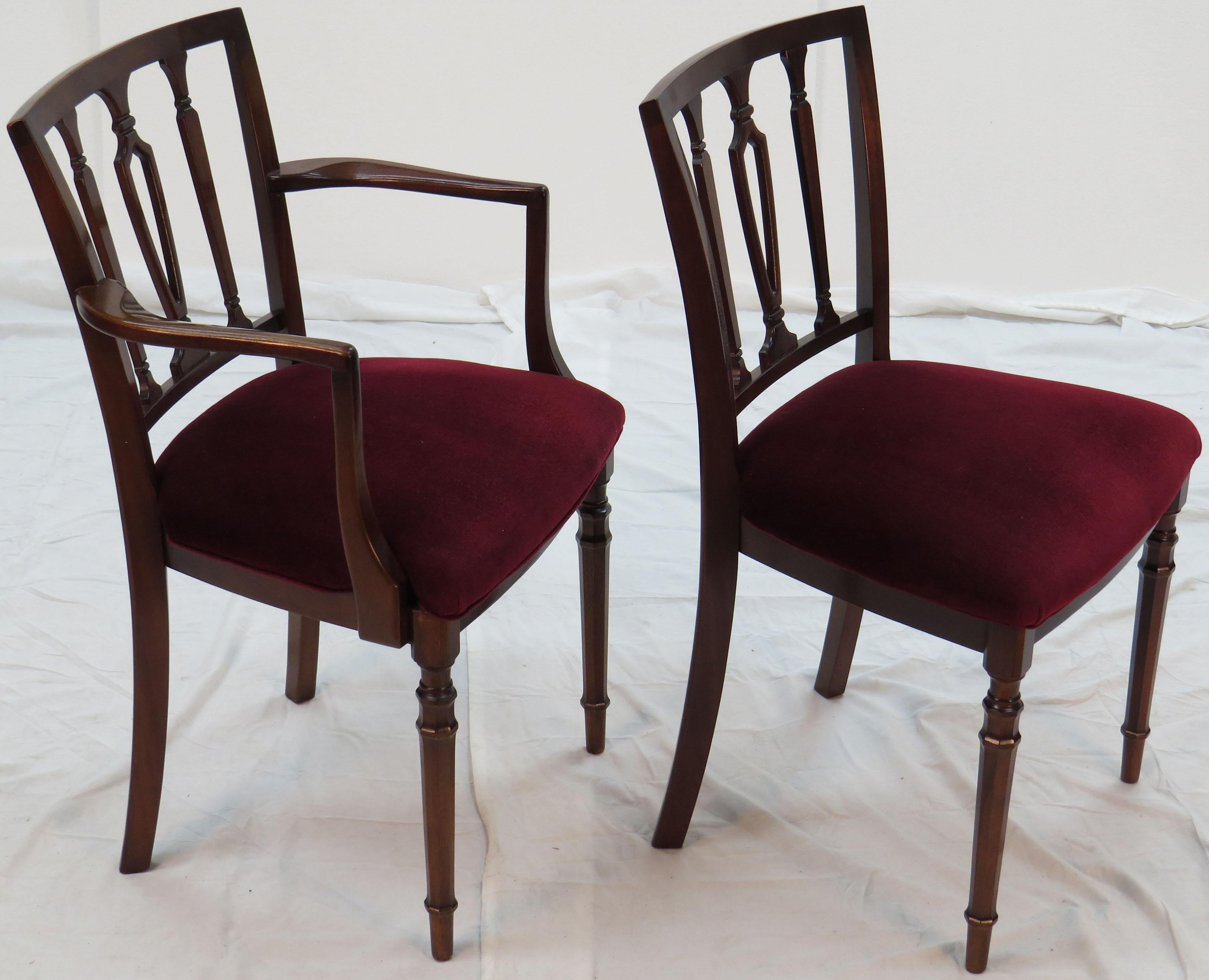 Mid-20th Century Set of Six Small Regency Style Mahogany Dining Room Chairs