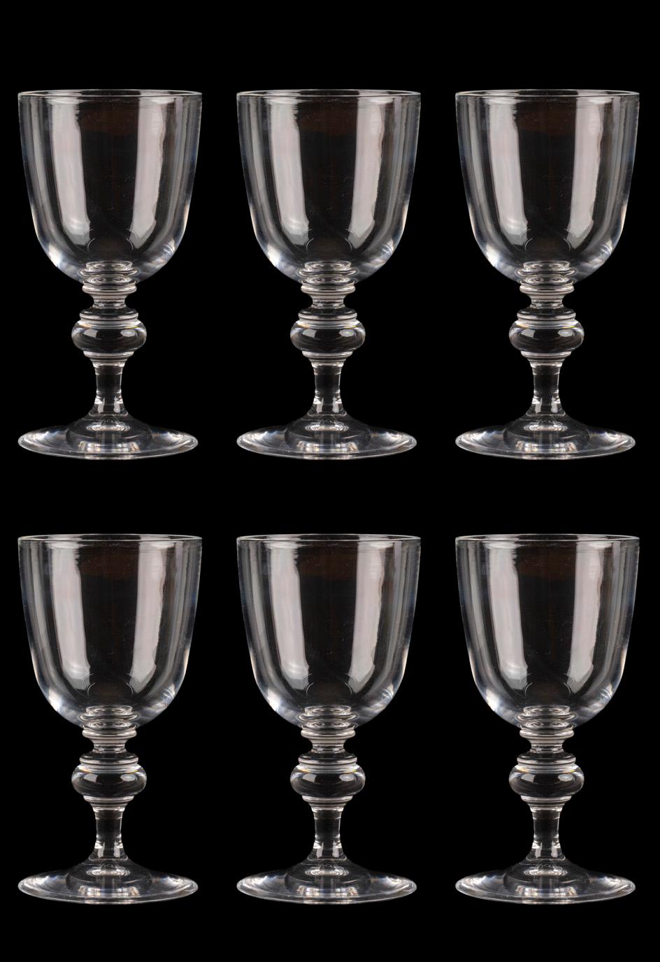 Juego de seis pequeñas copas de vino de cristal Steuben, años 60 clásico estadounidense en venta