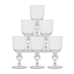 Set of Six Small Steuben Crystal Wine Goblets, 1960s