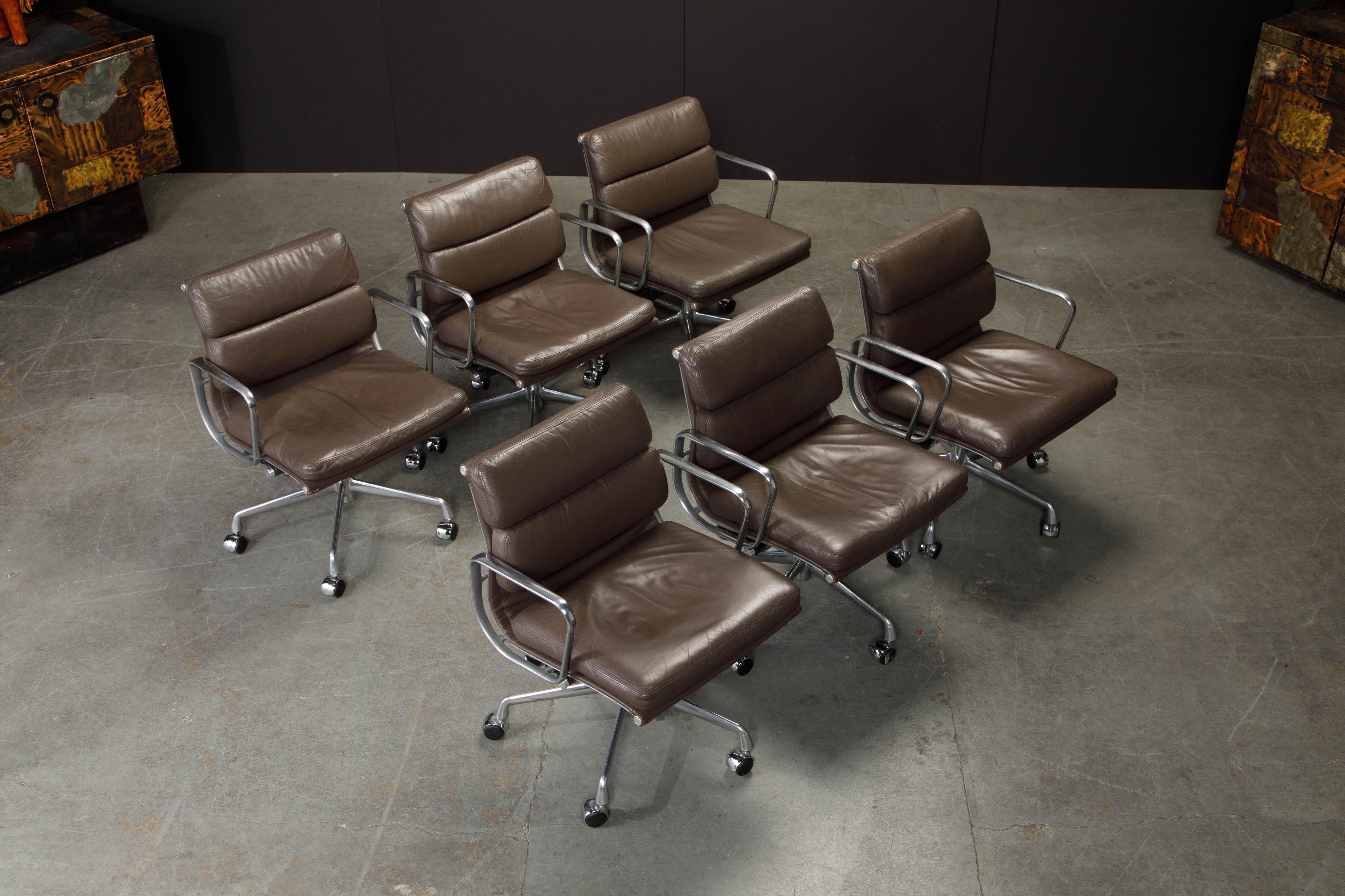 Mid-Century Modern Set of Six 'Soft Pad' Desk Chairs by Charles Eames for Herman Miller, Signed