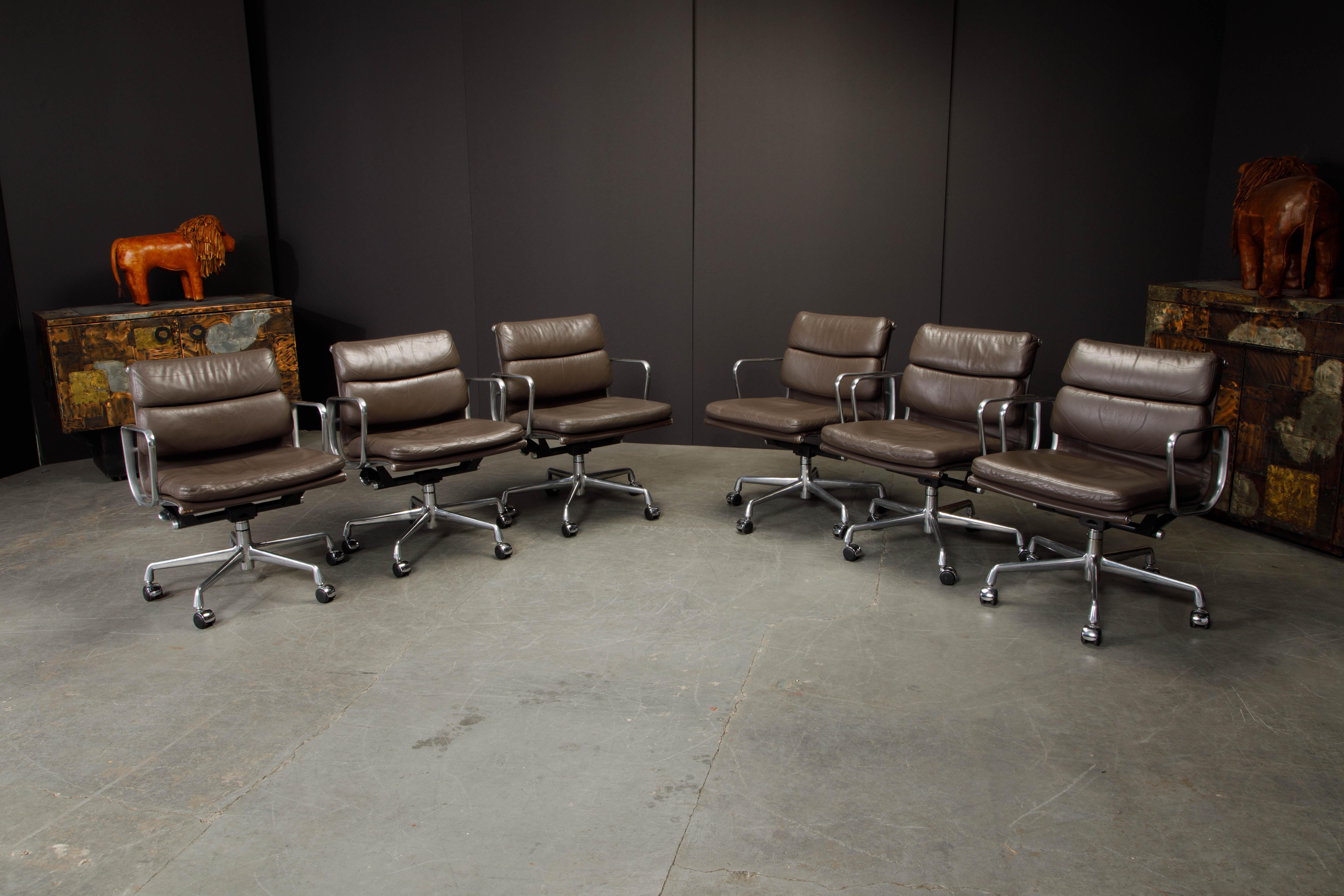 Contemporary Set of Six 'Soft Pad' Desk Chairs by Charles Eames for Herman Miller, Signed