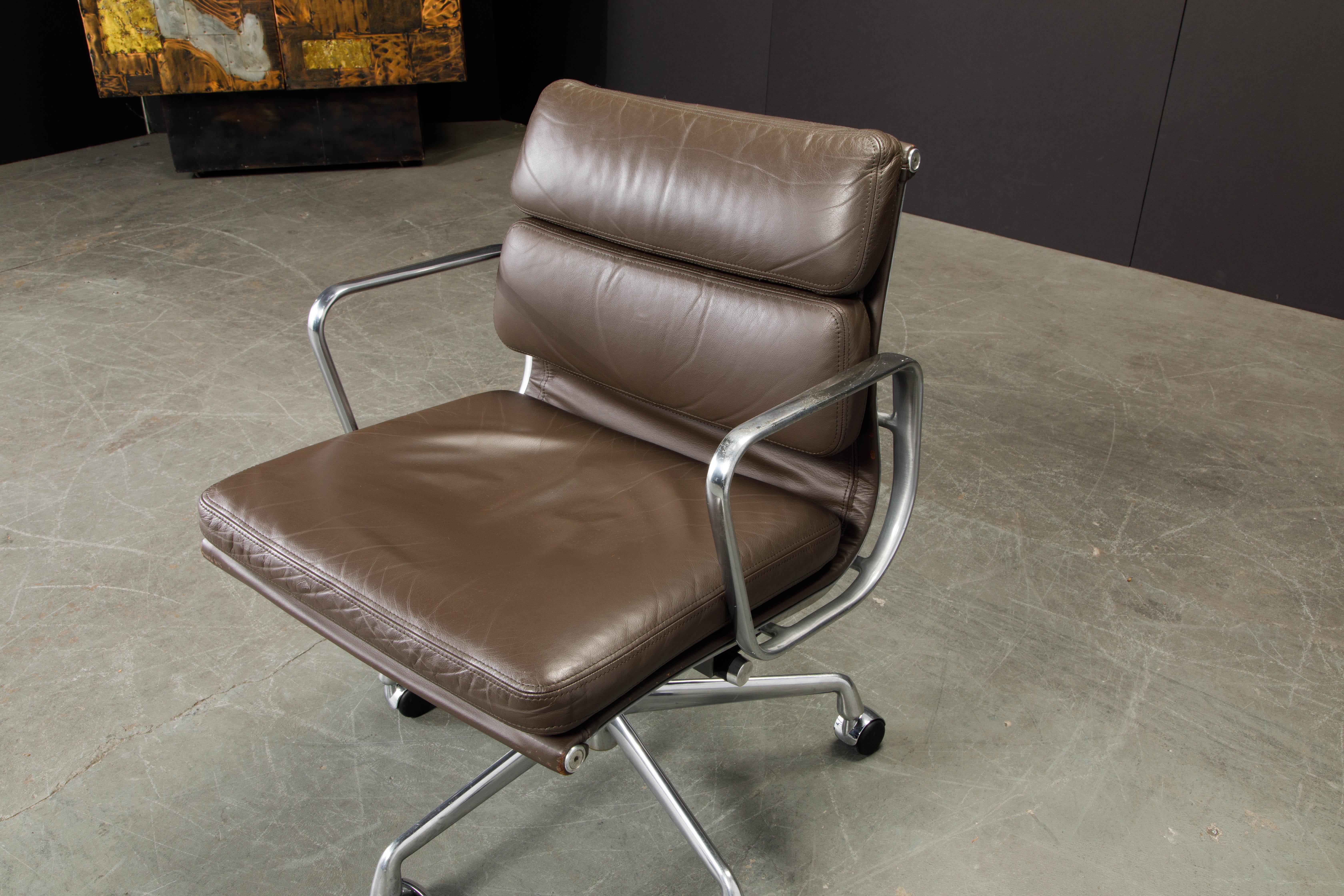 Leather Set of Six 'Soft Pad' Desk Chairs by Charles Eames for Herman Miller, Signed