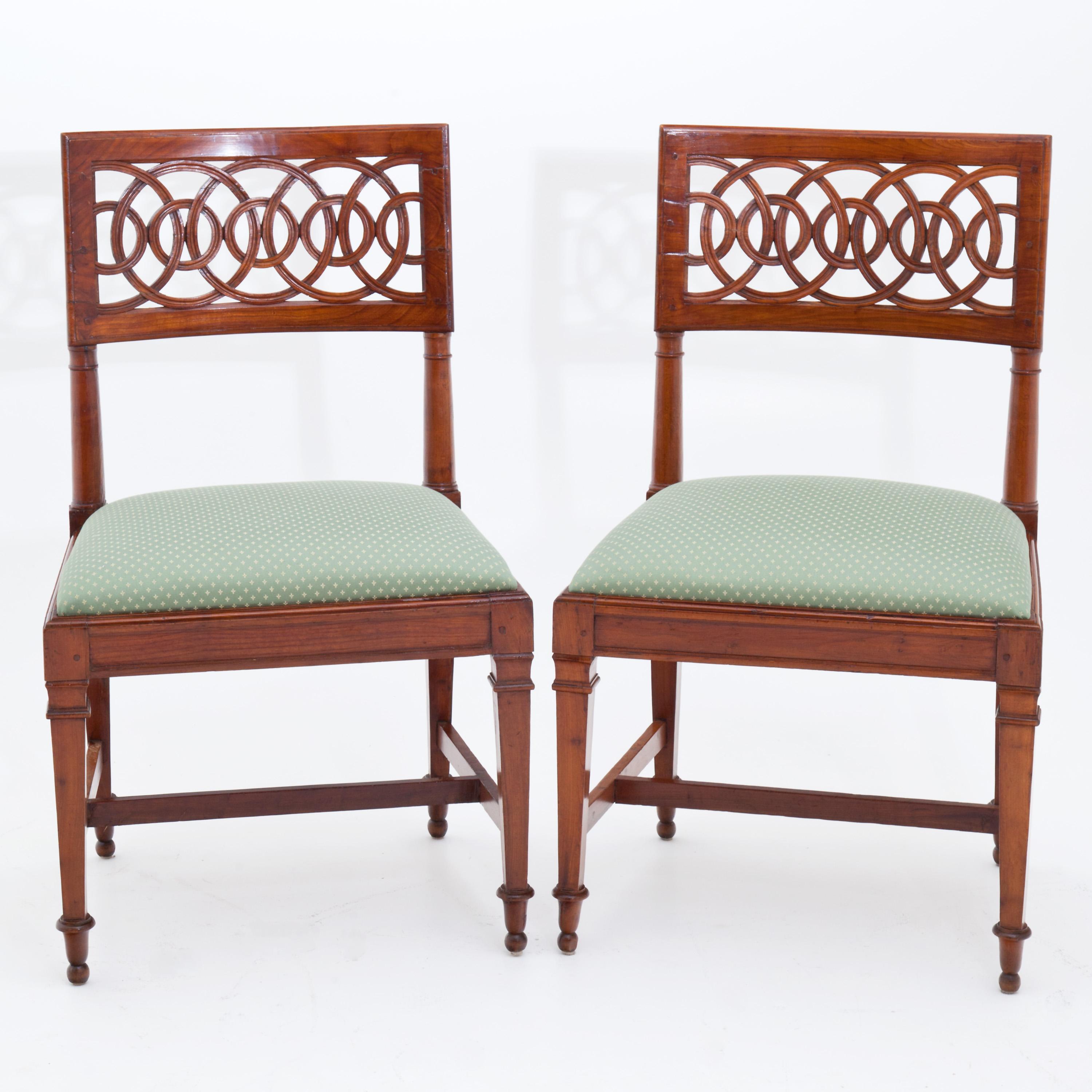 Neoclassical Set of Six Solid Cherrywood Chairs, Lucca Italy, Late 18th Century