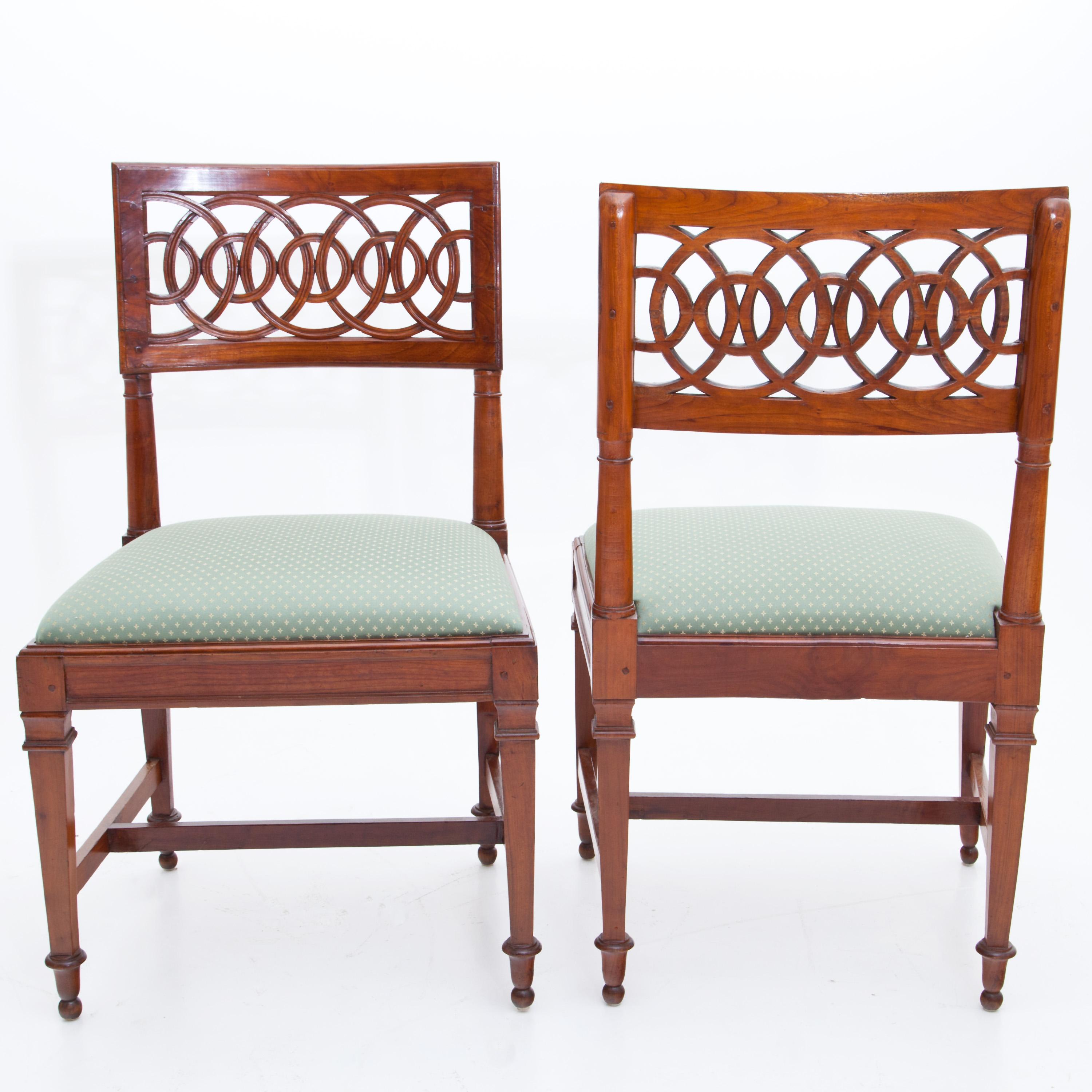 Italian Set of Six Solid Cherrywood Chairs, Lucca Italy, Late 18th Century