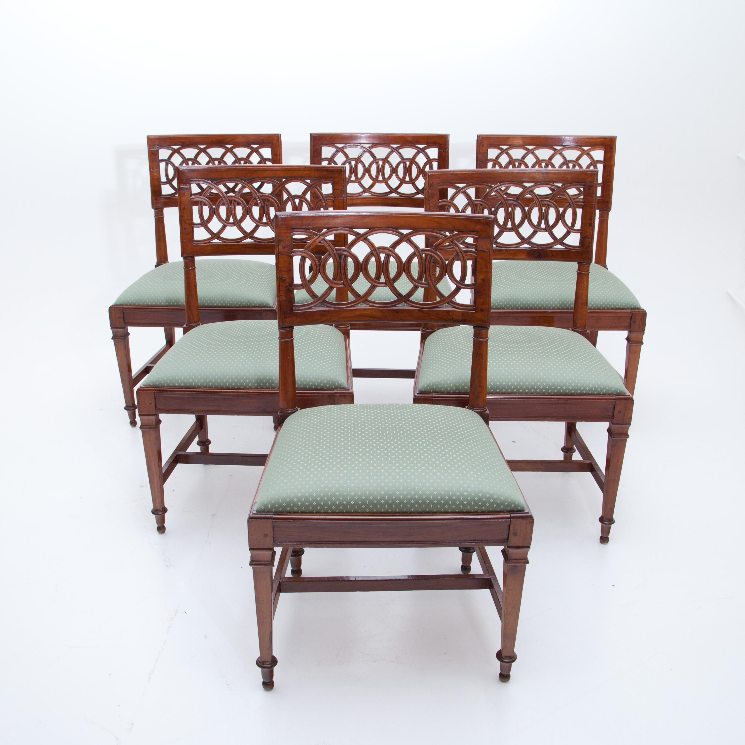 Set of Six Solid Cherrywood Chairs, Lucca Italy, Late 18th Century 1