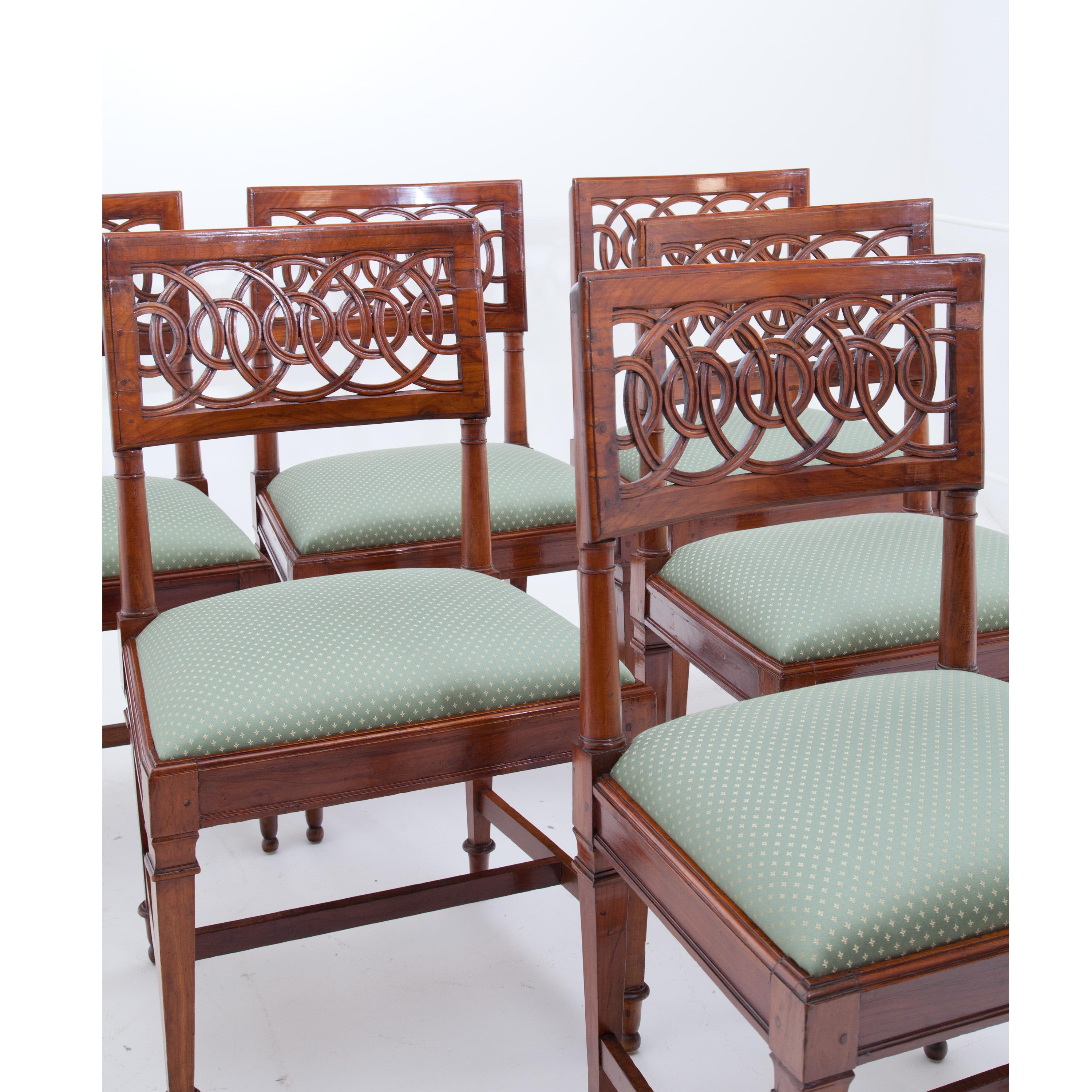Set of Six Solid Cherrywood Chairs, Lucca Italy, Late 18th Century 2
