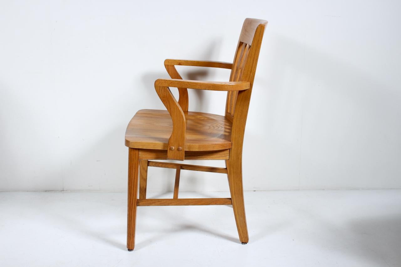 Set of Six Solid Golden Oak Bankers Armchairs, circa 1950 For Sale 2