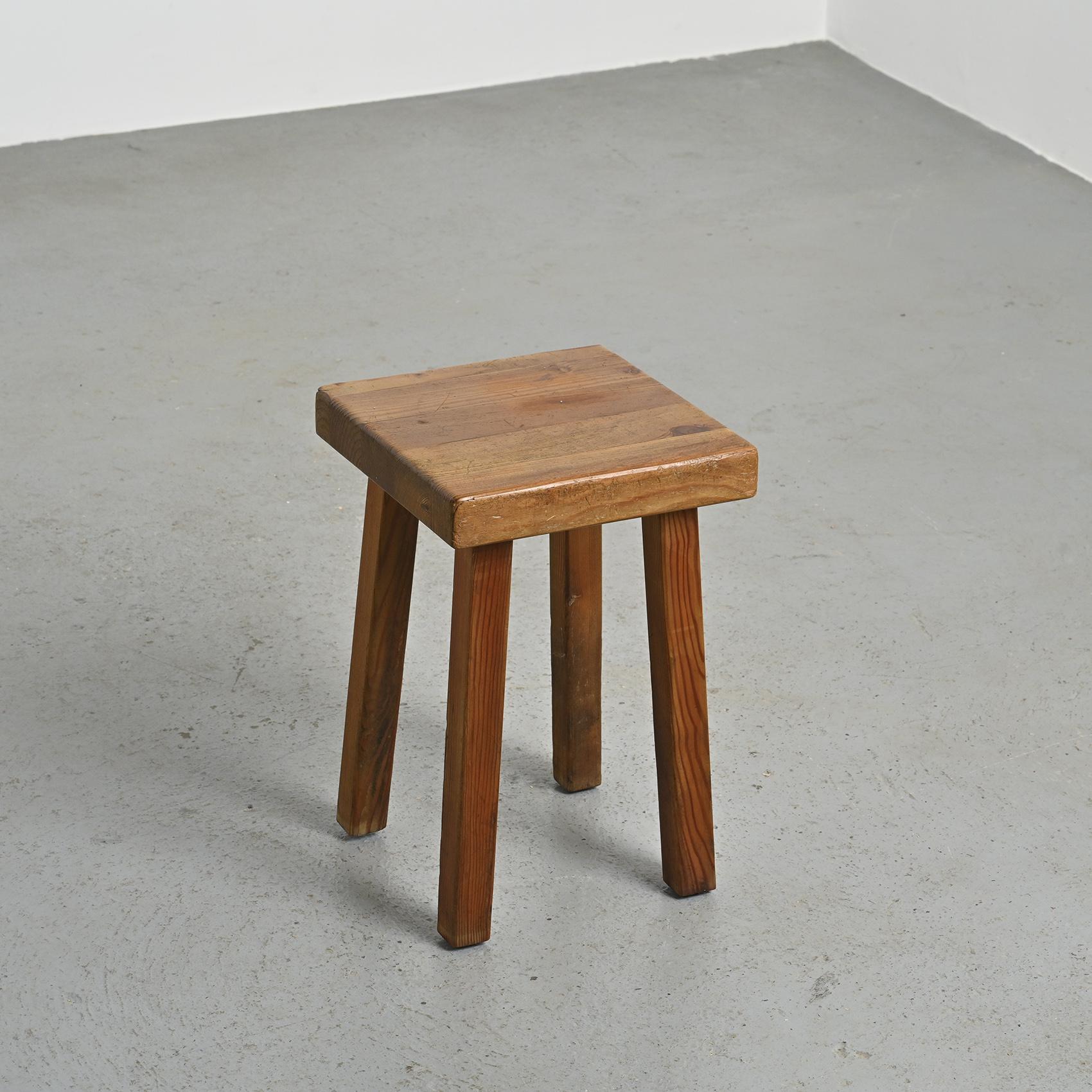 Set of six solid larch stools by Charlotte Perriand, Les Arcs, circa 1985 For Sale 4
