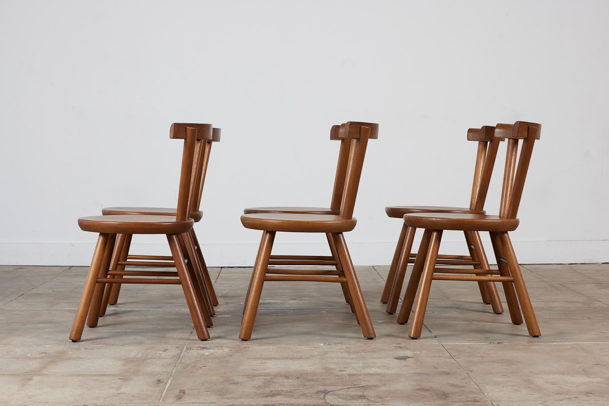 Minimalist Set of Six Solid Mahogany Dining Chairs