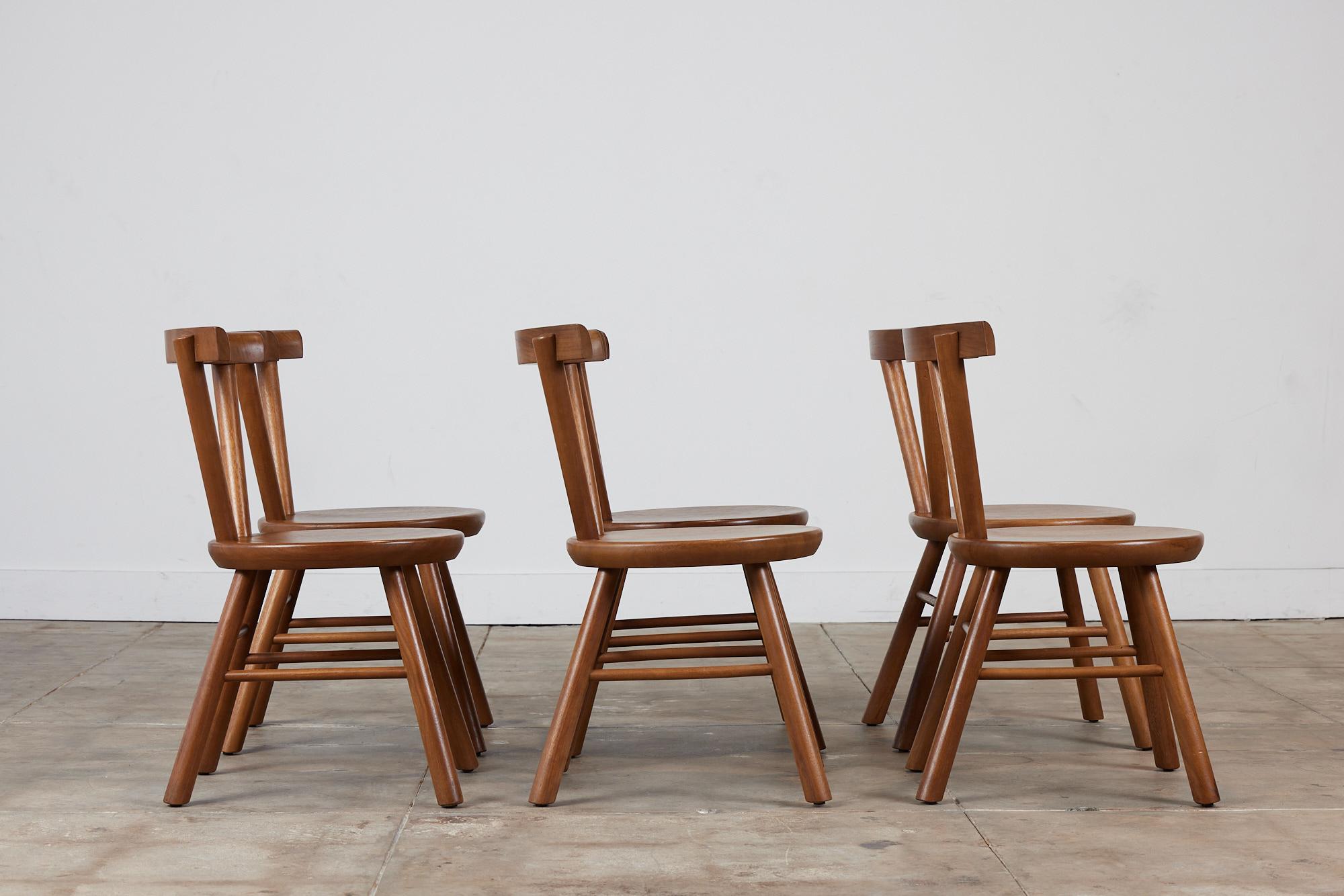 Set of Six Solid Mahogany Dining Chairs In Good Condition In Los Angeles, CA