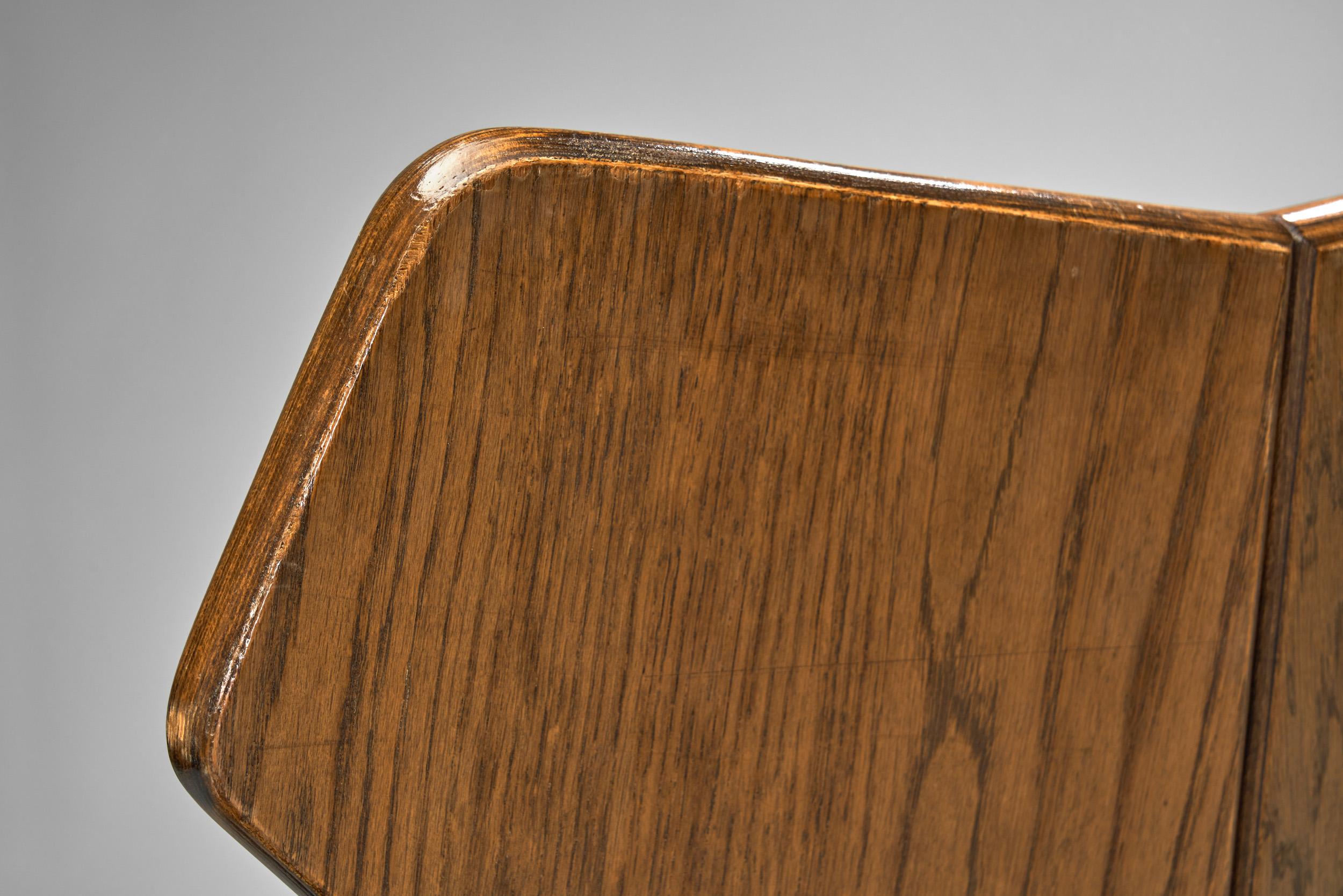 Set of Six Solid Oak Brutalist Dining Chairs, Europe 1950s For Sale 7