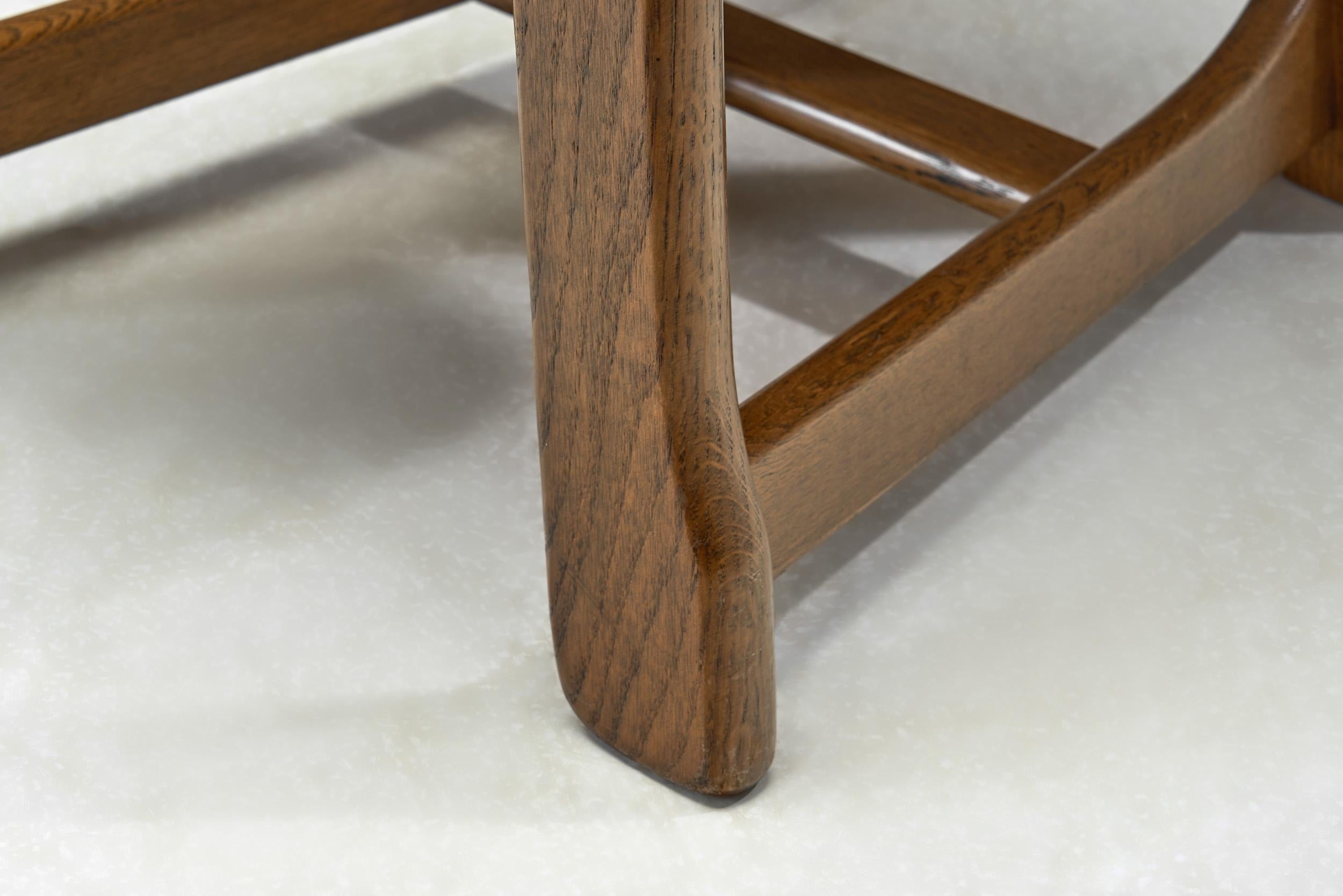 Set of Six Solid Oak Brutalist Dining Chairs, Europe 1950s For Sale 11