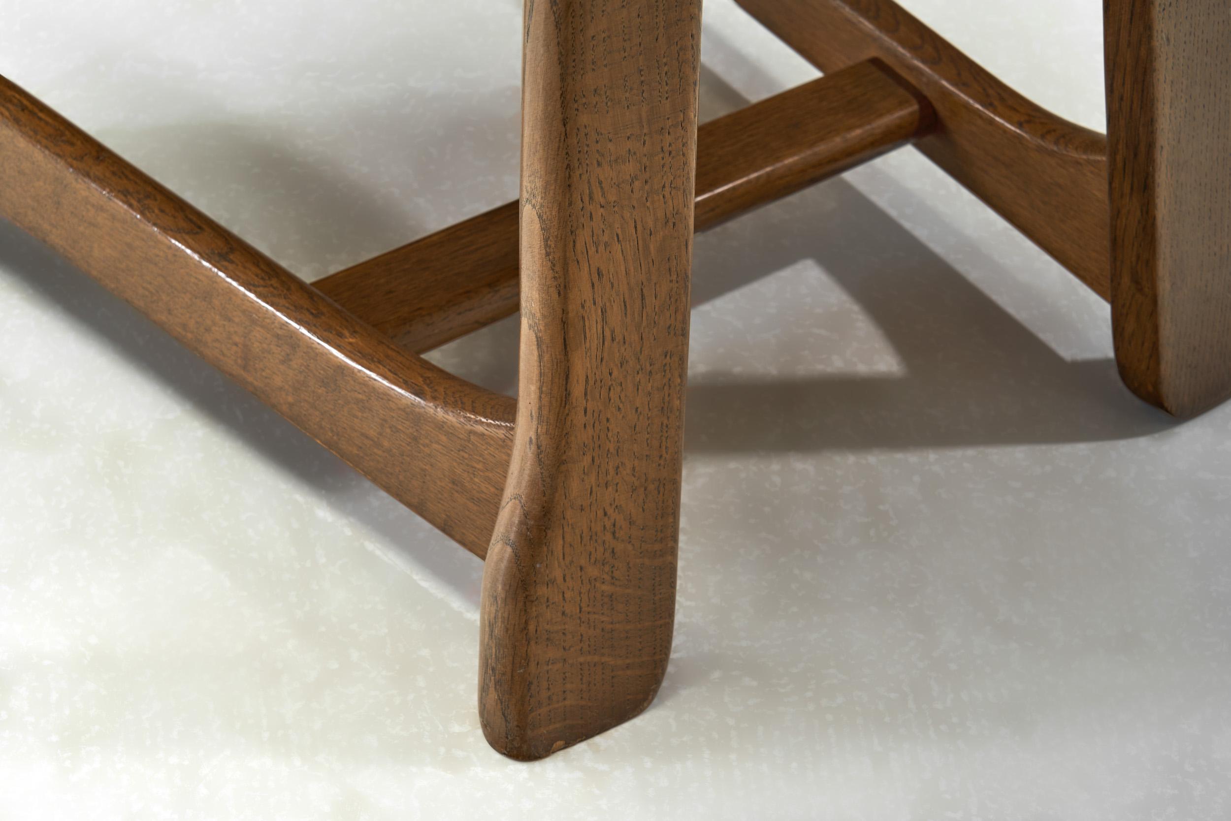 Set of Six Solid Oak Brutalist Dining Chairs, Europe 1950s For Sale 12