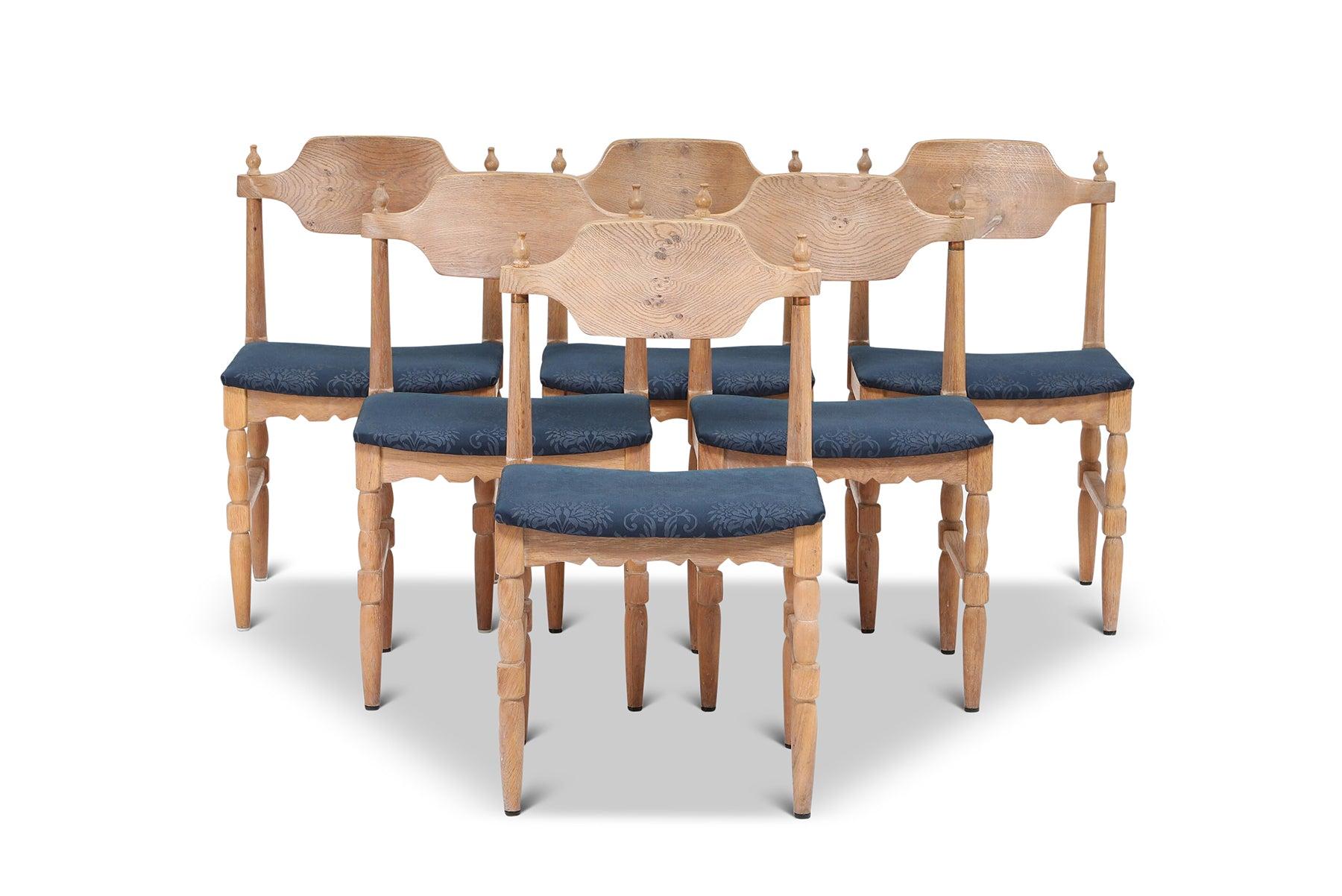 Mid-Century Modern Set of Six Solid Oak Dining Chairs by Axel O Rock