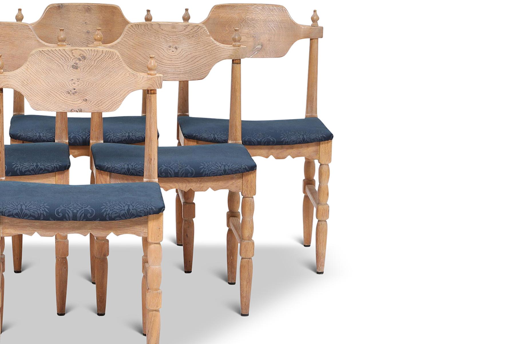 Danish Set of Six Solid Oak Dining Chairs by Axel O Rock