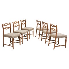 Set of Six Solid Oak Dining Chairs by Henning Kjaernulf, Denmark 1960s