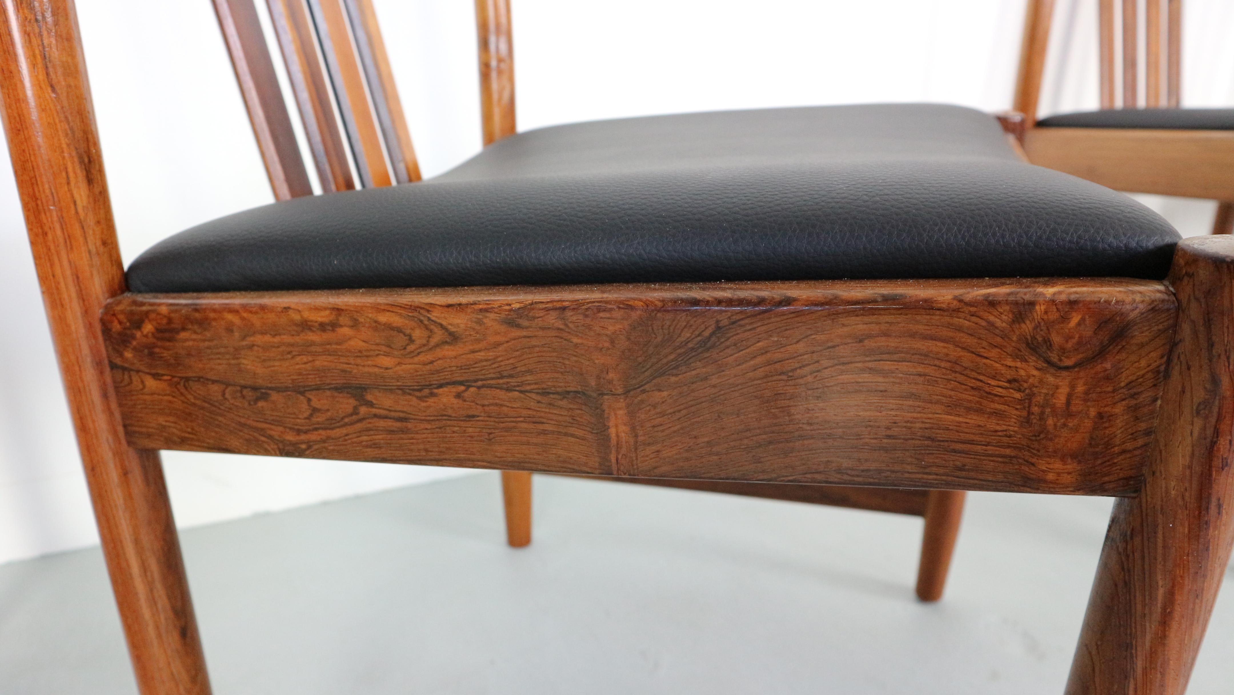 Set of Six Solid Rosewood Dining Chairs, 1960s 6