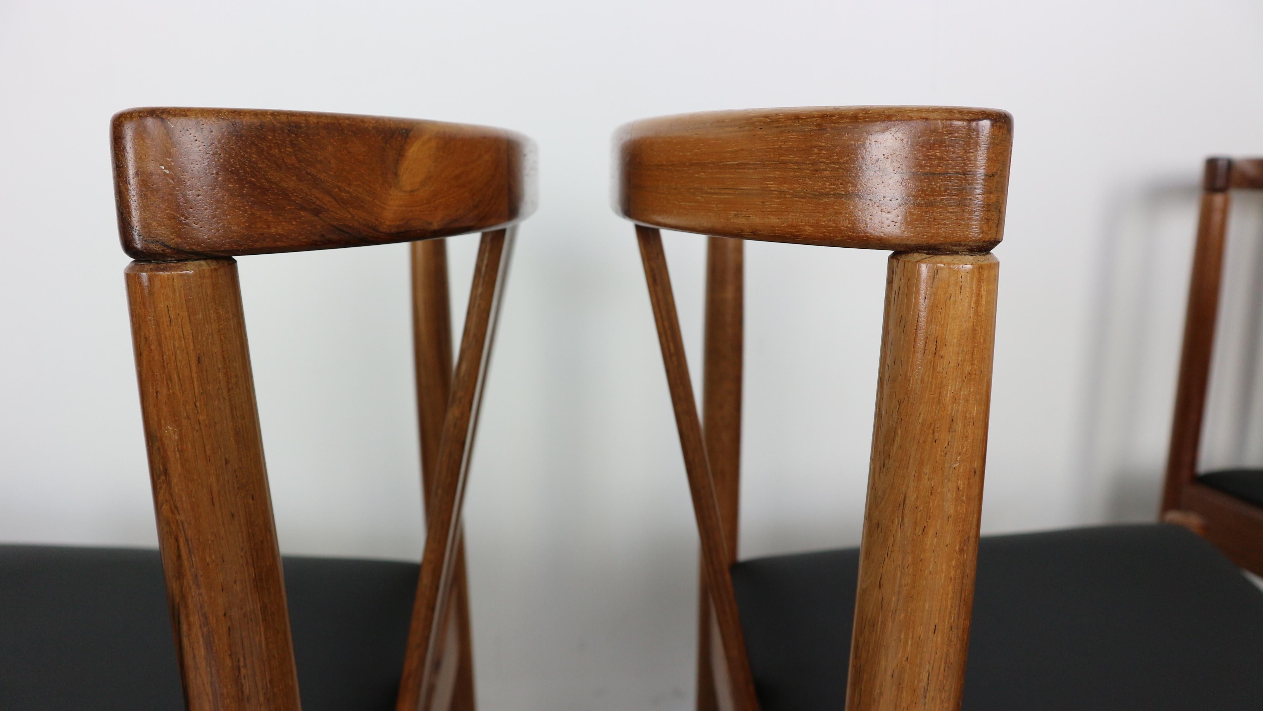Set of Six Solid Rosewood Dining Chairs, 1960s 7