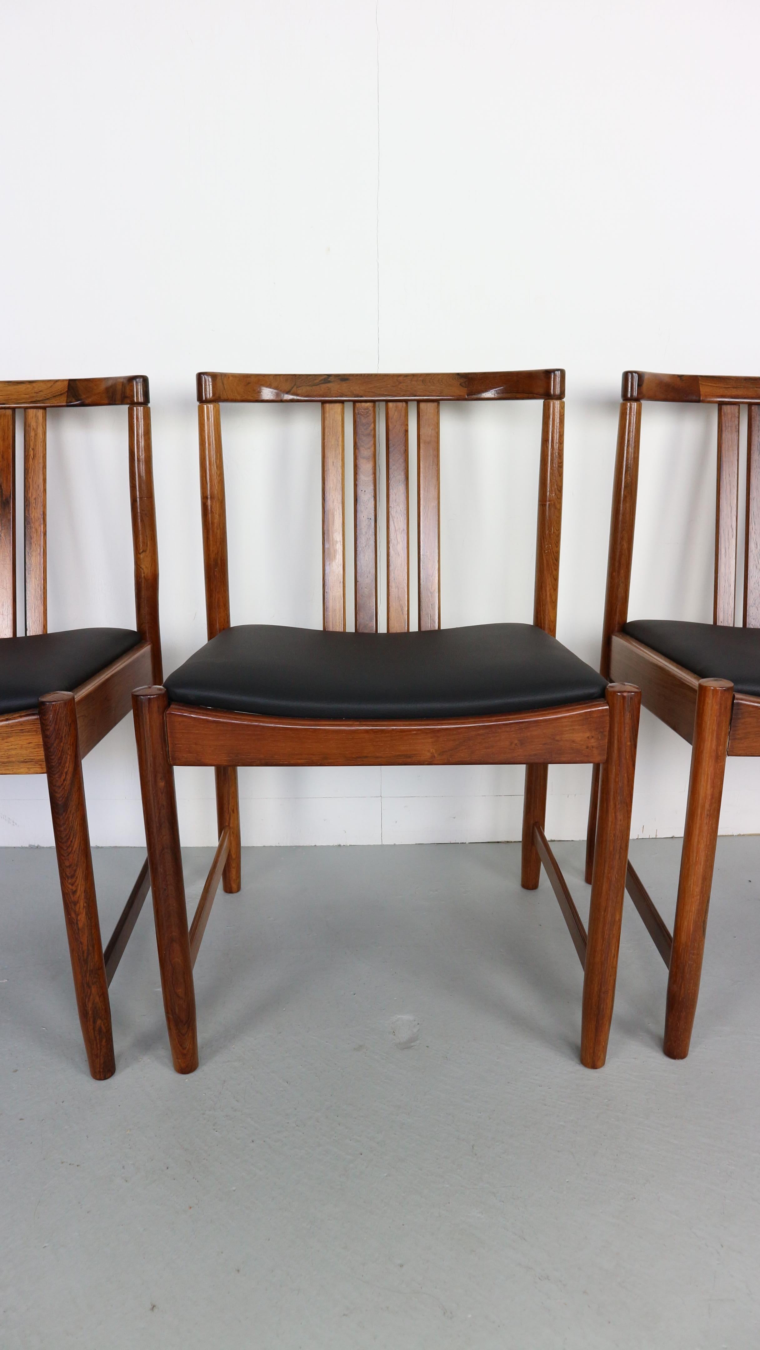Mid-Century Modern Set of Six Solid Rosewood Dining Chairs, 1960s