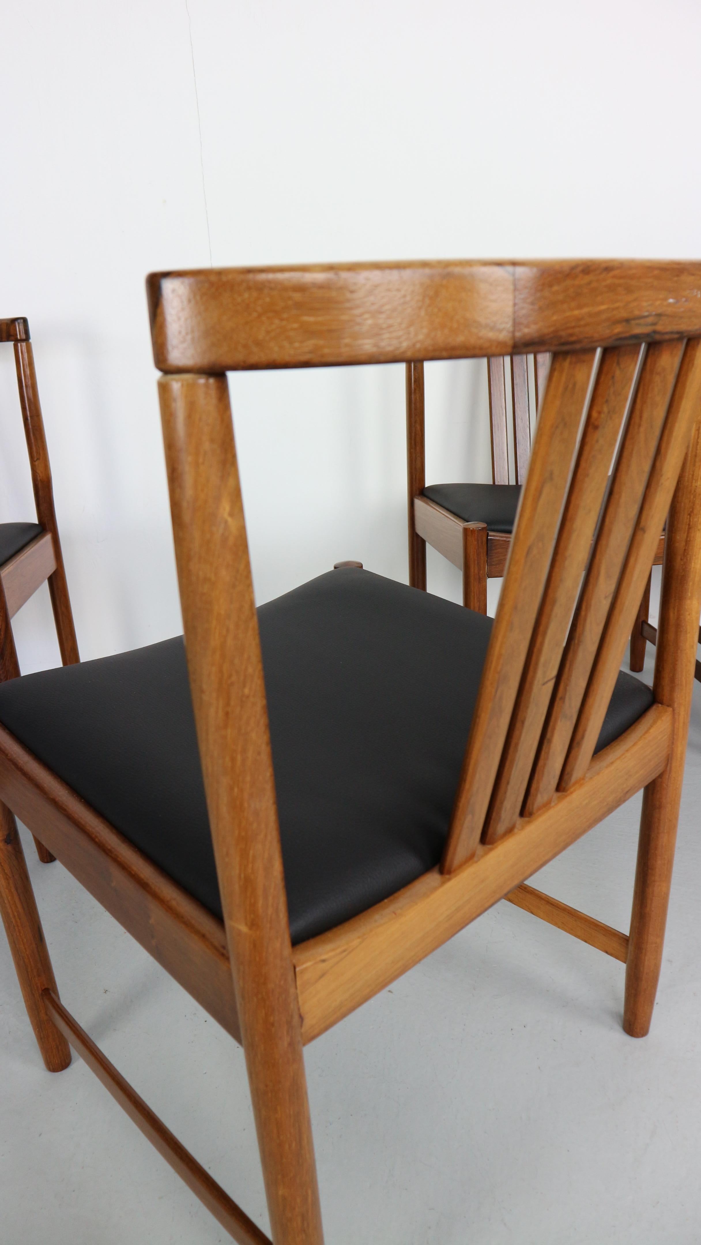Set of Six Solid Rosewood Dining Chairs, 1960s In Good Condition In The Hague, NL