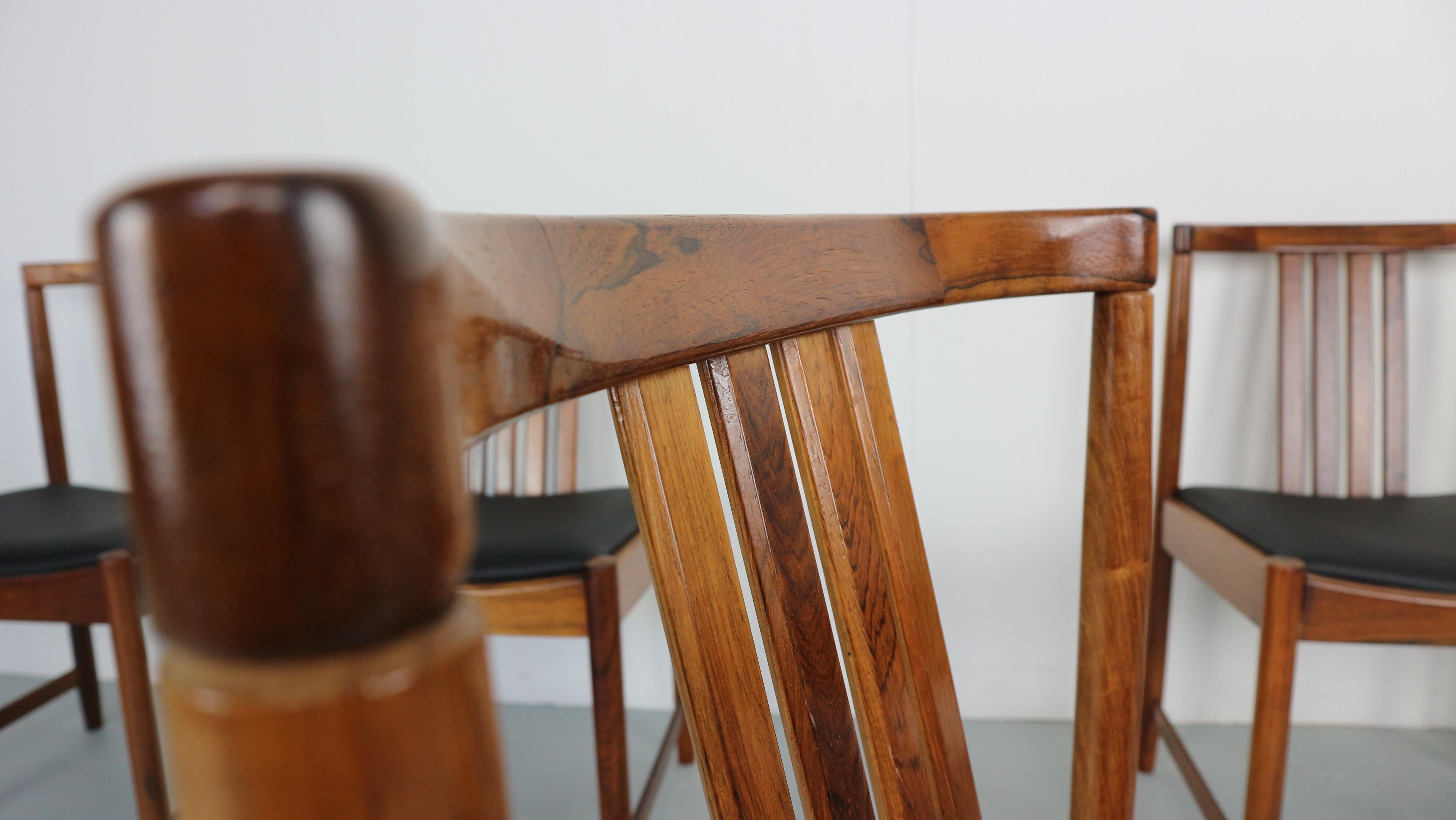 Set of Six Solid Rosewood Dining Chairs, 1960s 2
