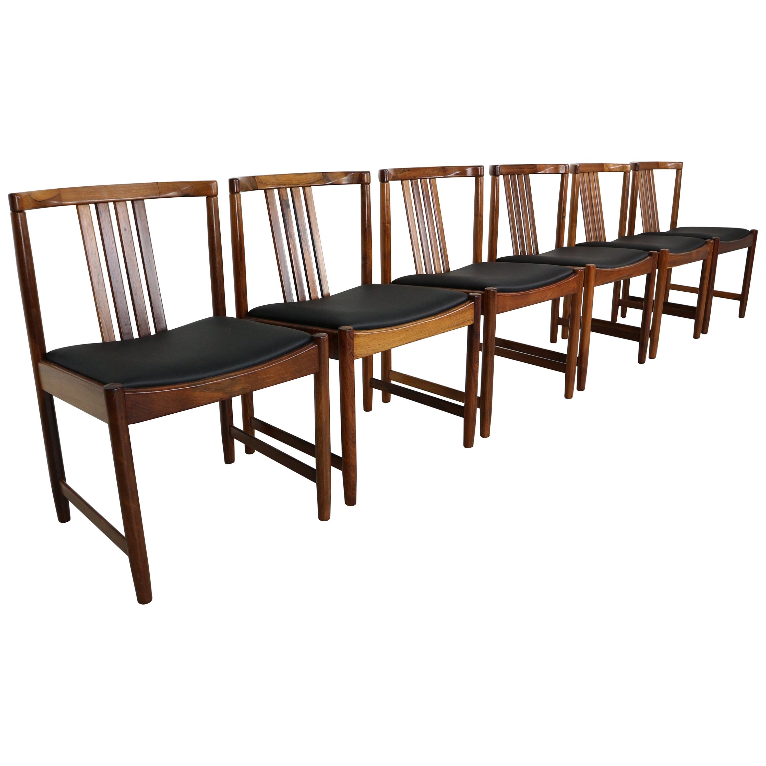 Set of Six Solid Rosewood Dining Chairs, 1960s