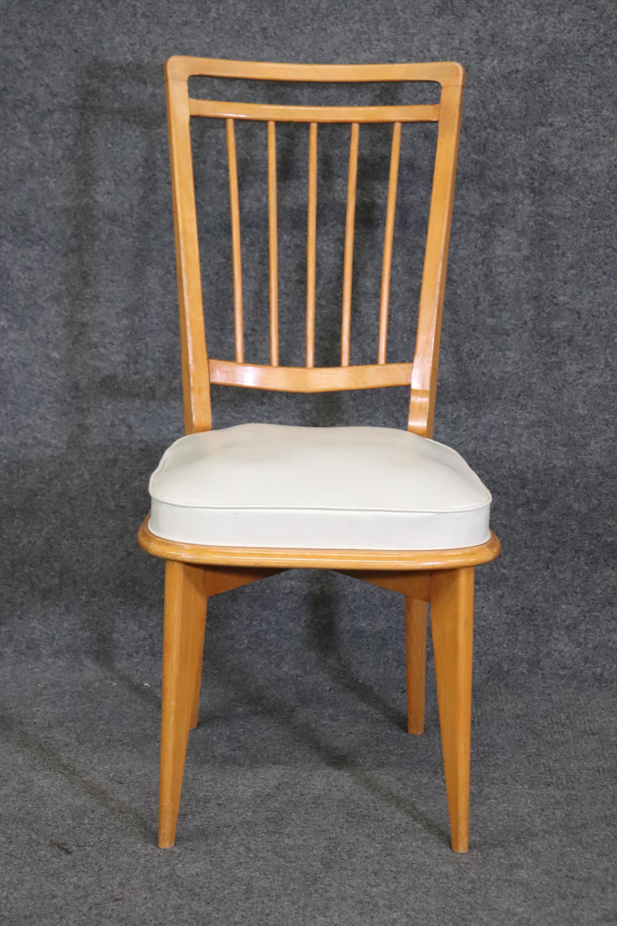 French Set of Six Solid Sycamore Andre Arbus Style Mid Century Modern Dining Chairs