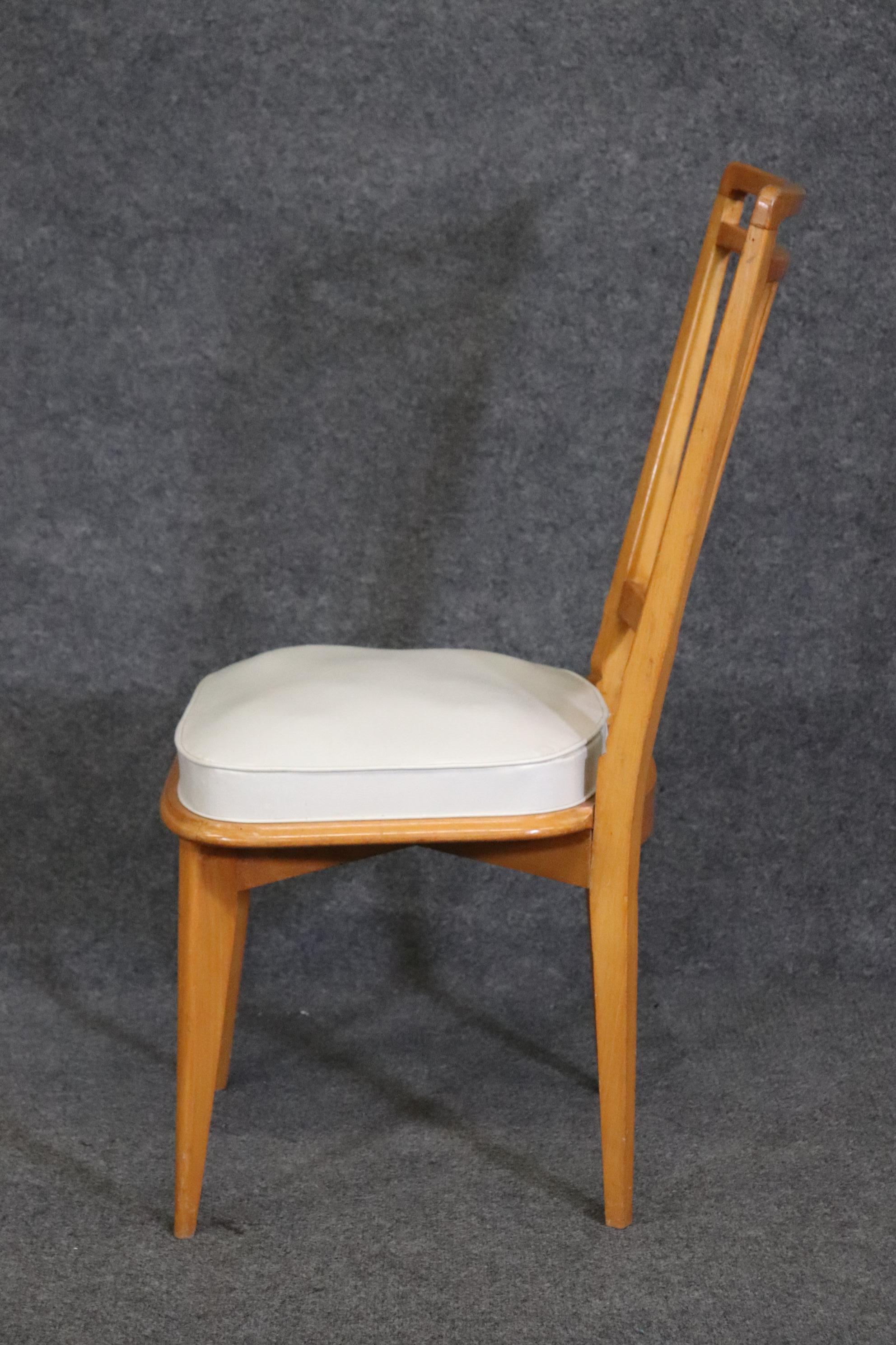 Set of Six Solid Sycamore Andre Arbus Style Mid Century Modern Dining Chairs In Good Condition In Swedesboro, NJ