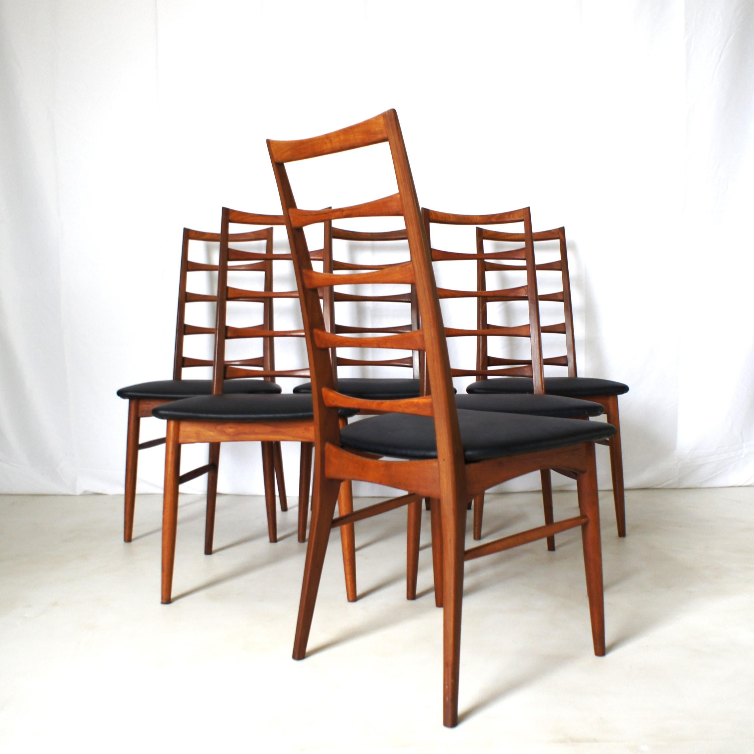 Mid-Century Modern Set of Six Solid Teak Dining Chairs , Niels Koefoed