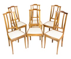 Set of Six Solid Walnut Art Nouveau Chairs from Germany