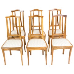 Set of Six Solid Walnut Art Nouveau Chairs from Germany