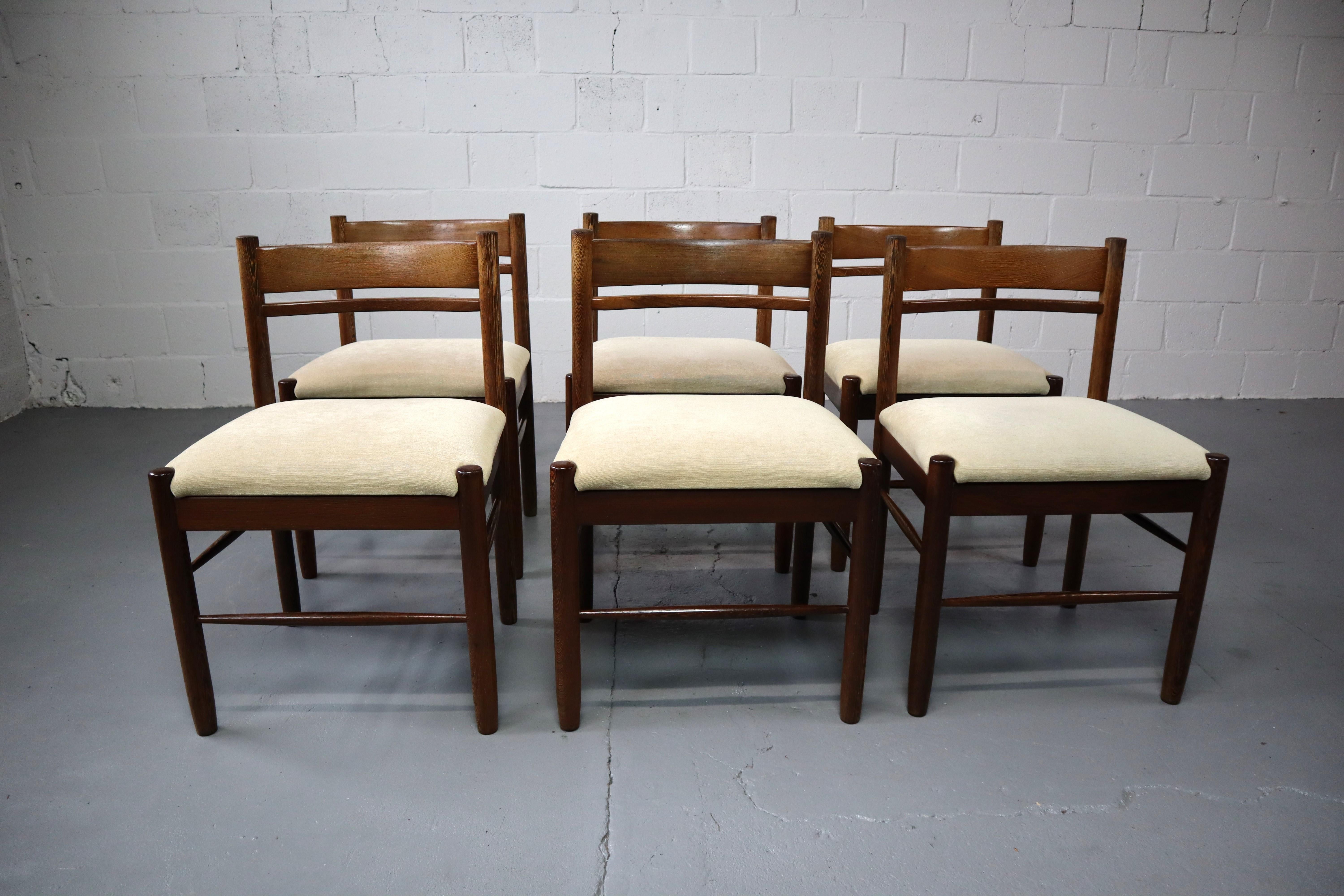 Set of Six Solid Wengé Dining Chairs, 1960s 8