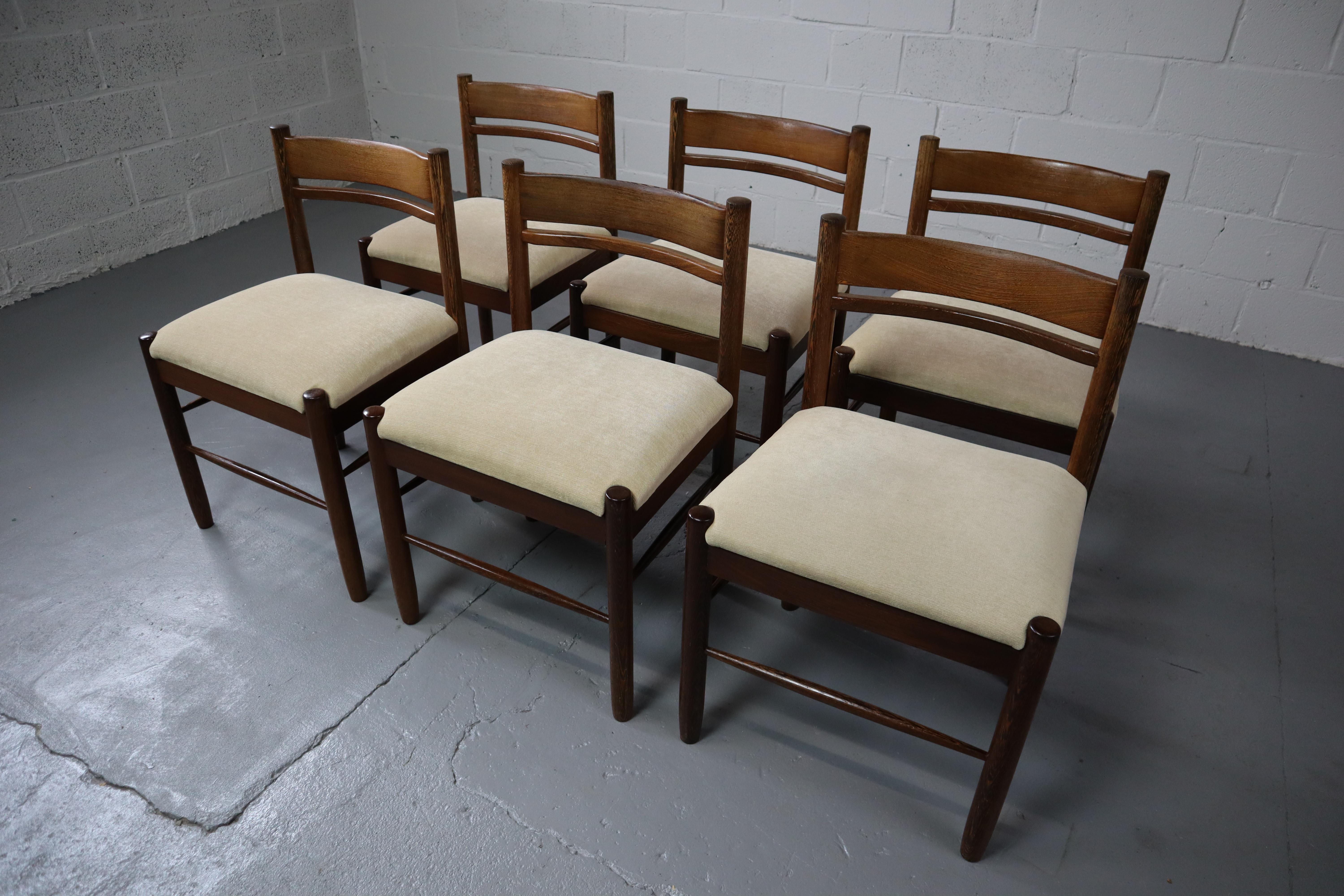 Set of Six Solid Wengé Dining Chairs, 1960s 9