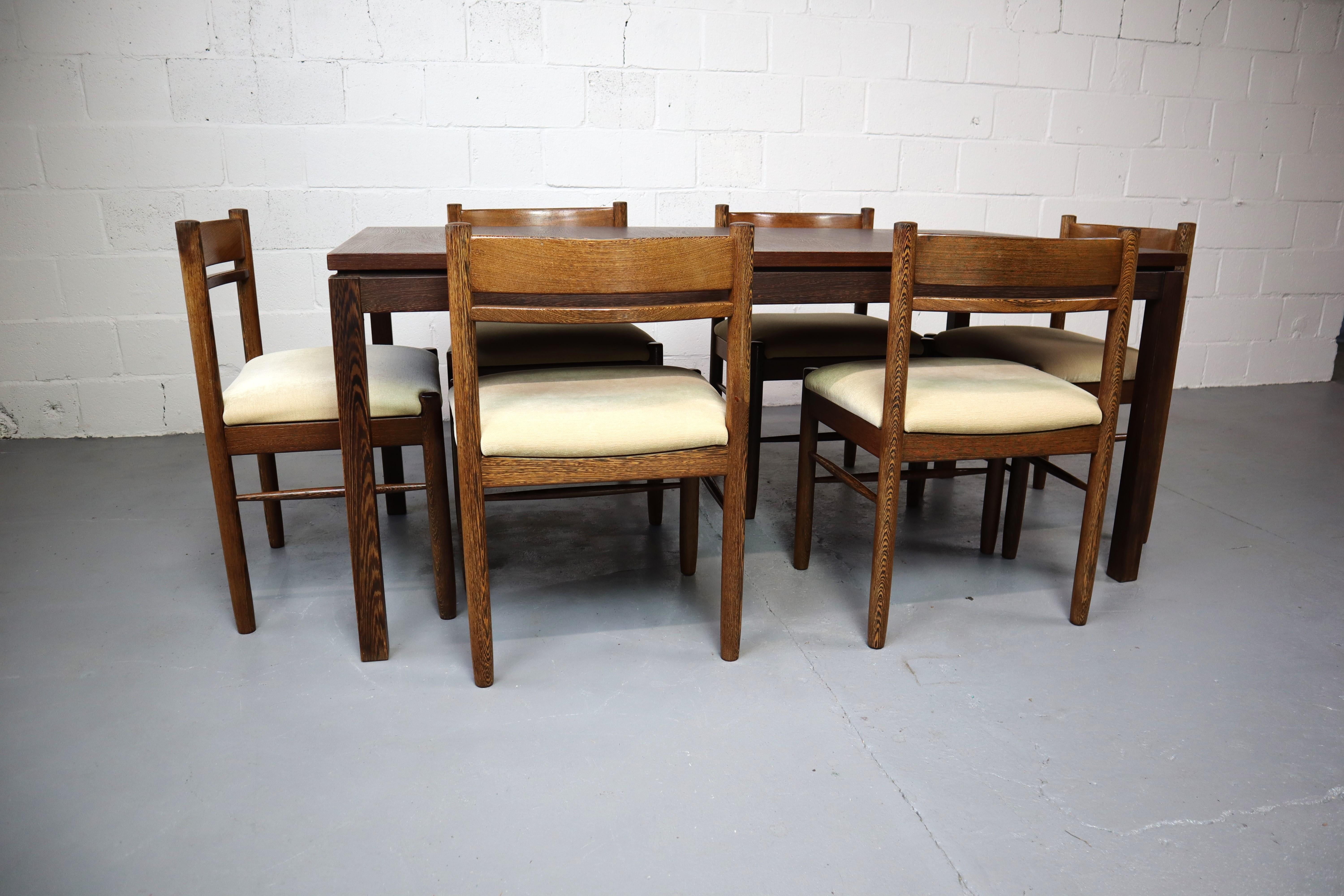 Set of Six Solid Wengé Dining Chairs, 1960s 12