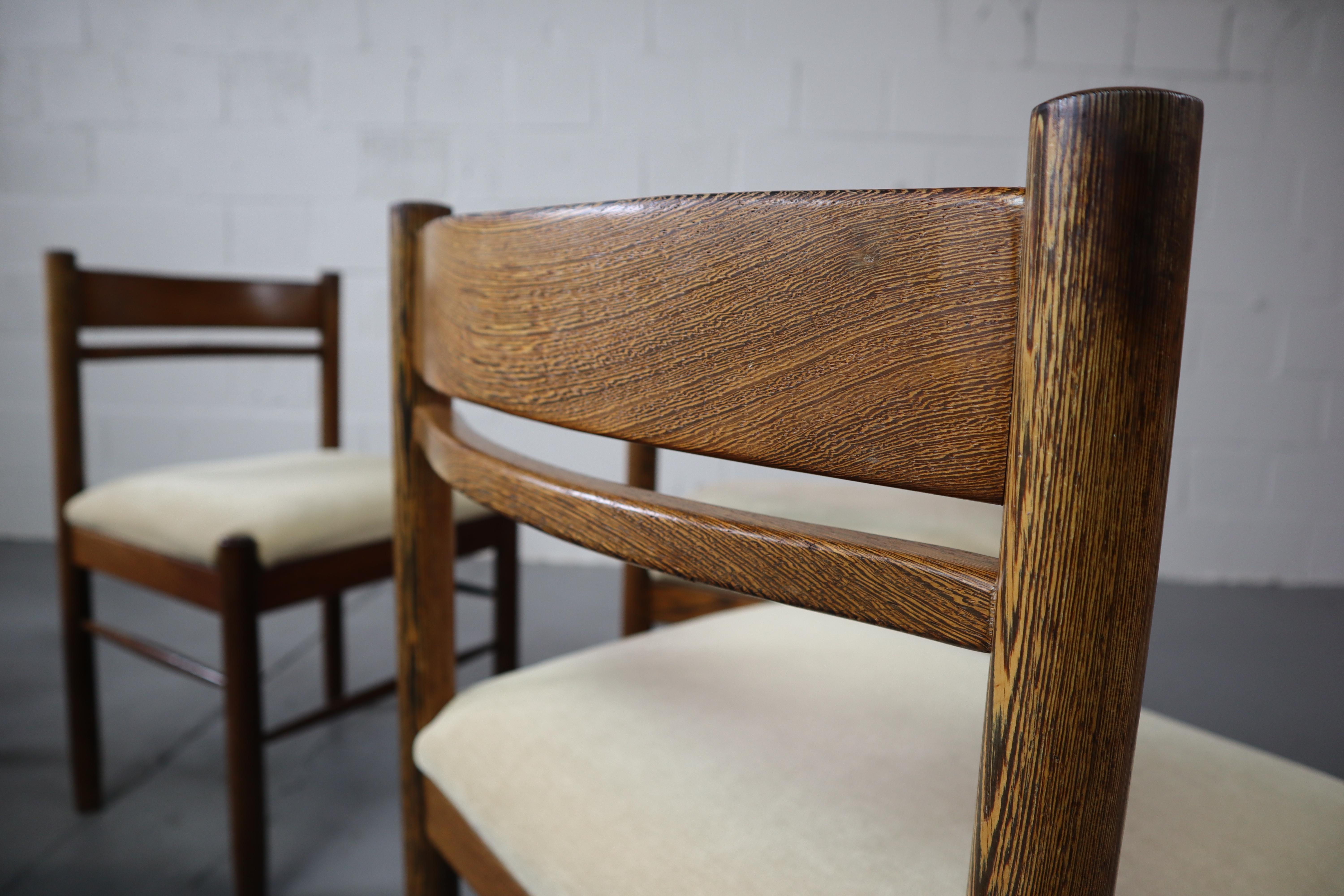 Mid-20th Century Set of Six Solid Wengé Dining Chairs, 1960s